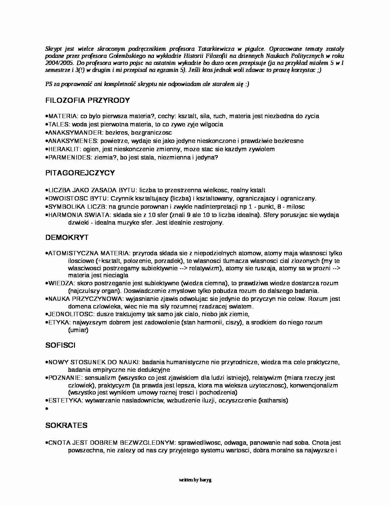 Filozofia - skrypt - FILOZOFIA PRZYRODY - strona 1