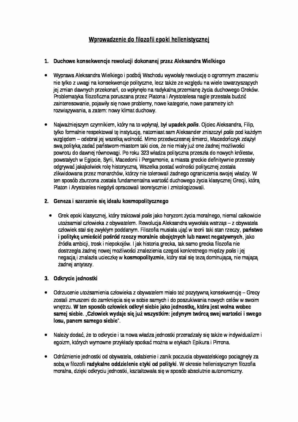Wprowadzenie do filozofii epoki hellenistycznej - strona 1
