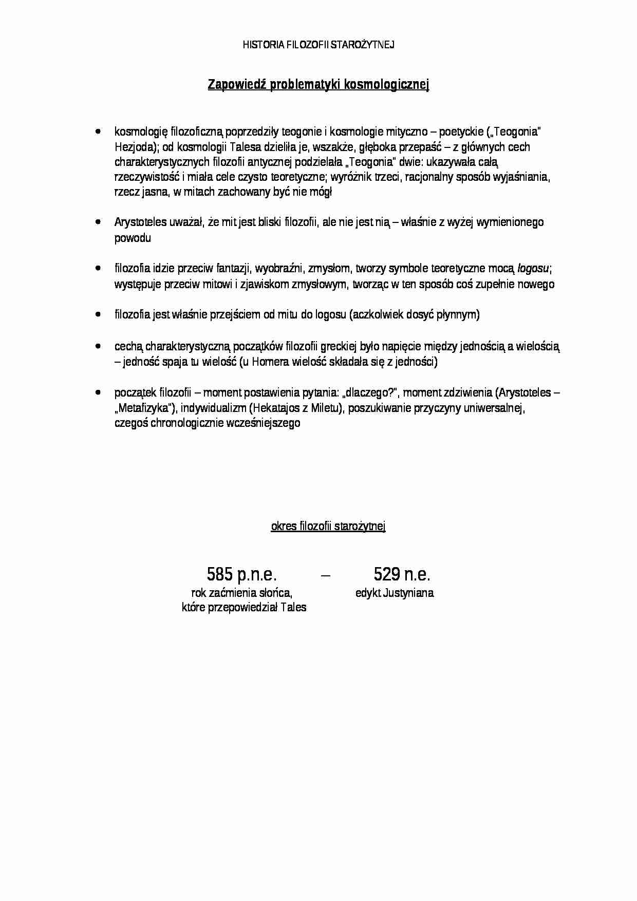 Zapowiedź problematyki kosmologicznej - strona 1