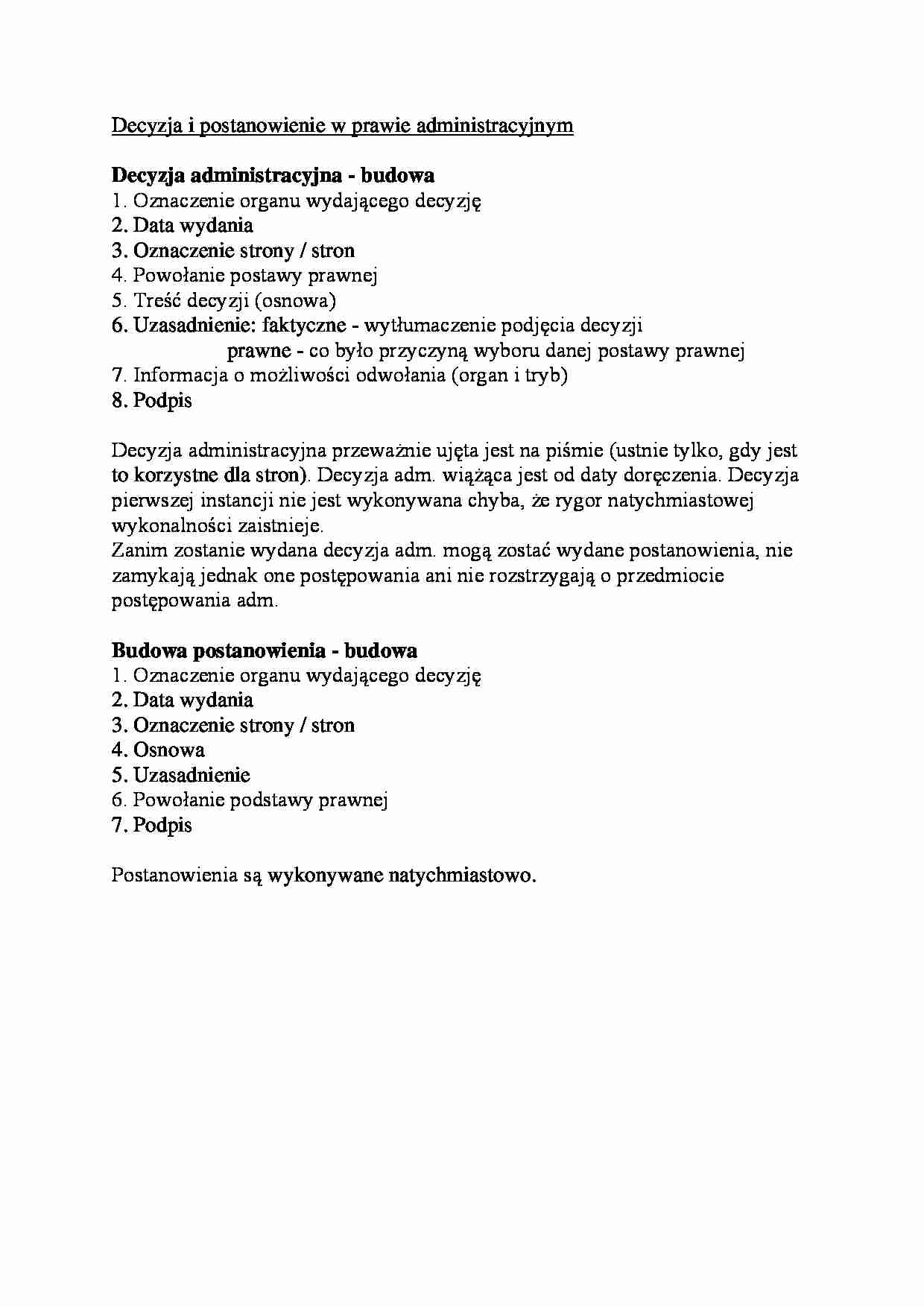 Decyzja i postanowienie w prawie administracyjnym - strona 1