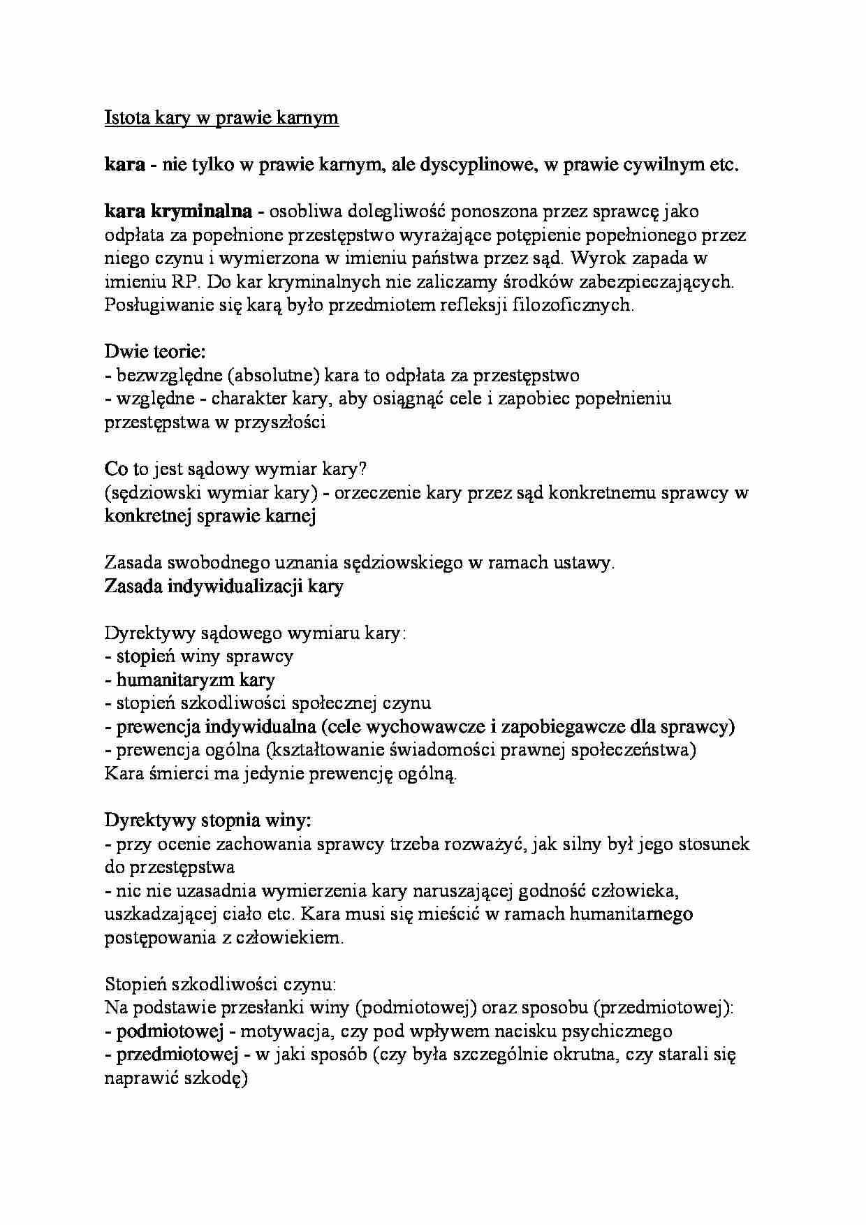 Istota kary w prawie karnym - strona 1