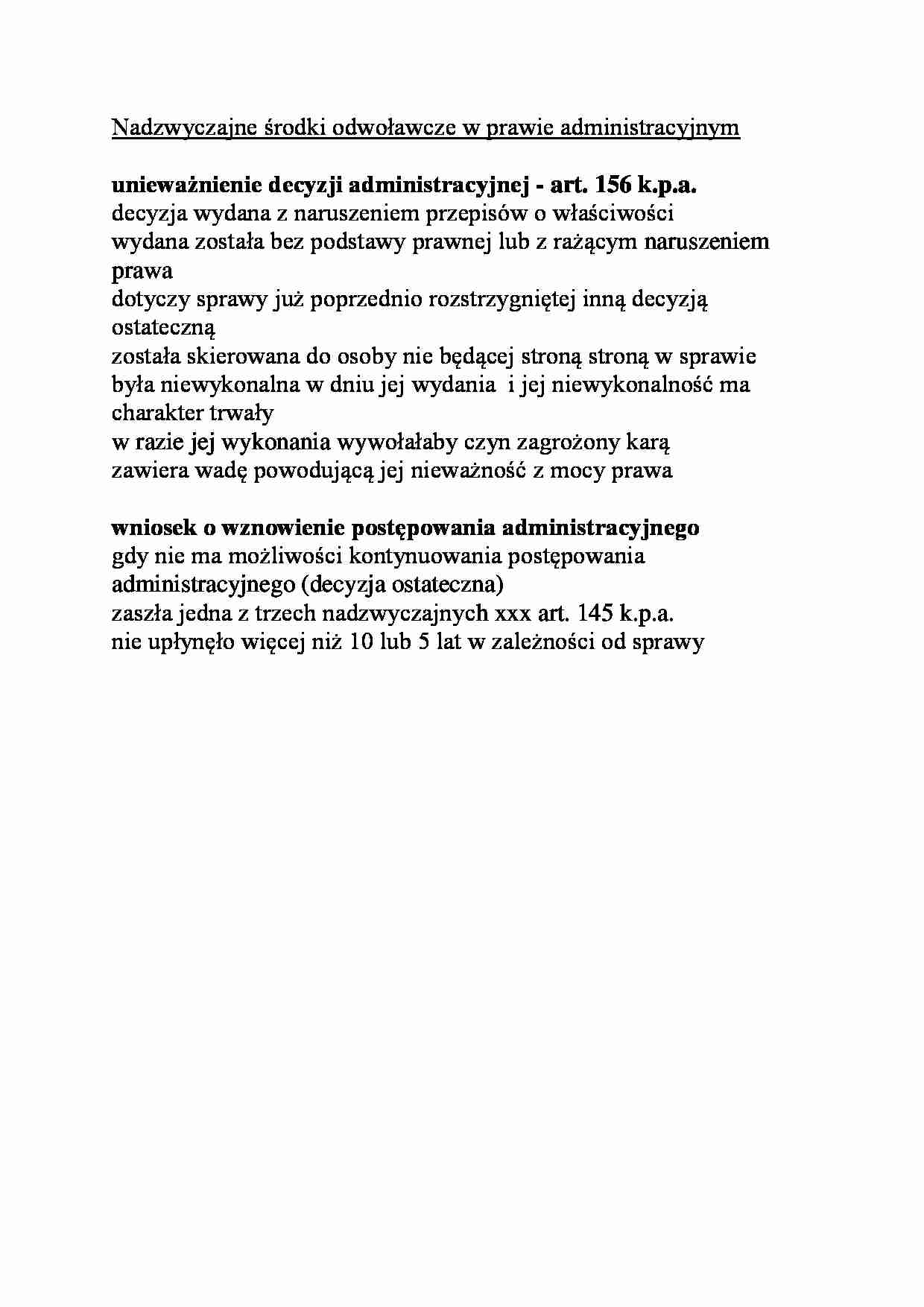 Nadzwyczajne środki odwoławcze w prawie administracyjnym - strona 1