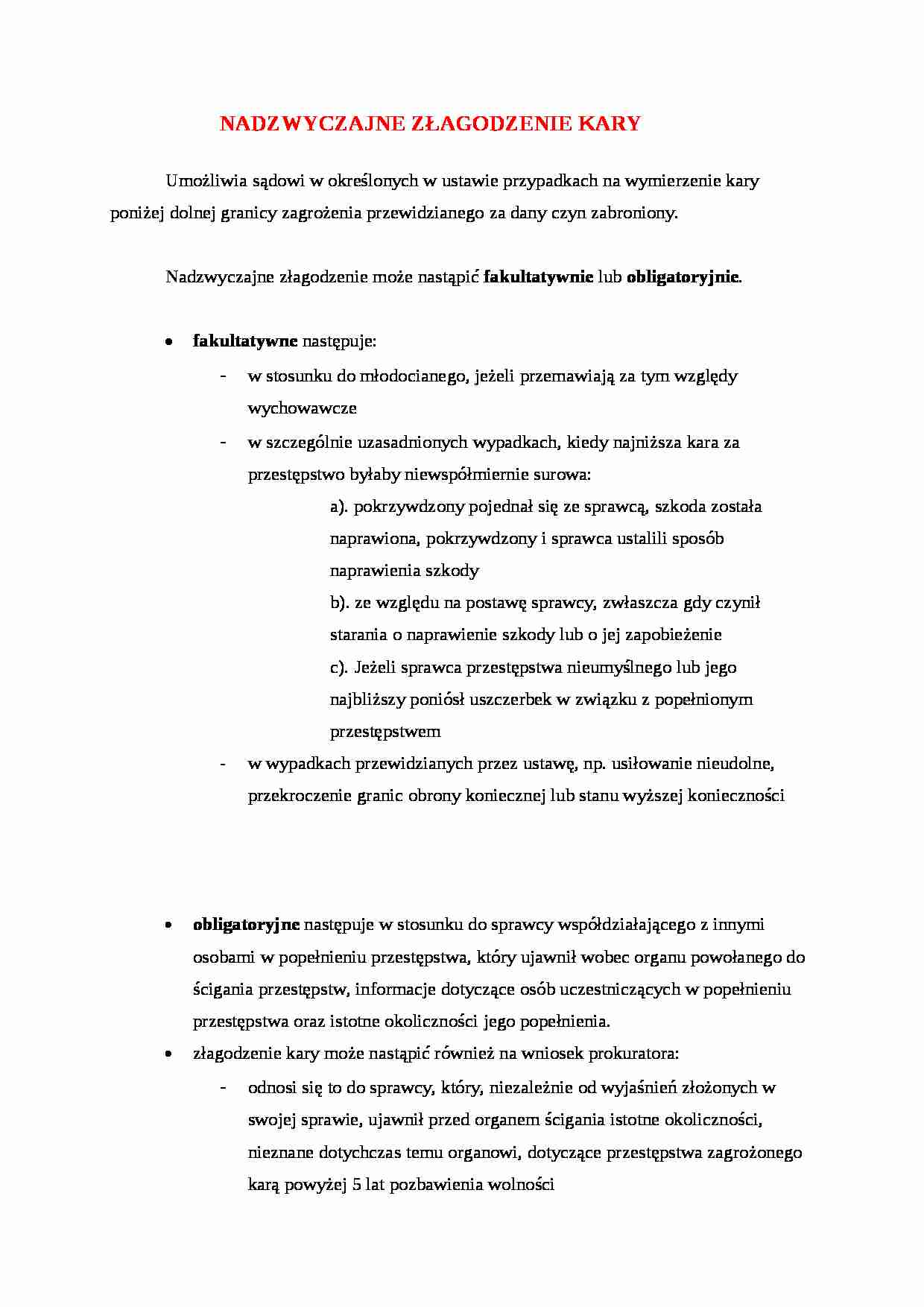 Nadzwyczajne złagodzenie kary - strona 1