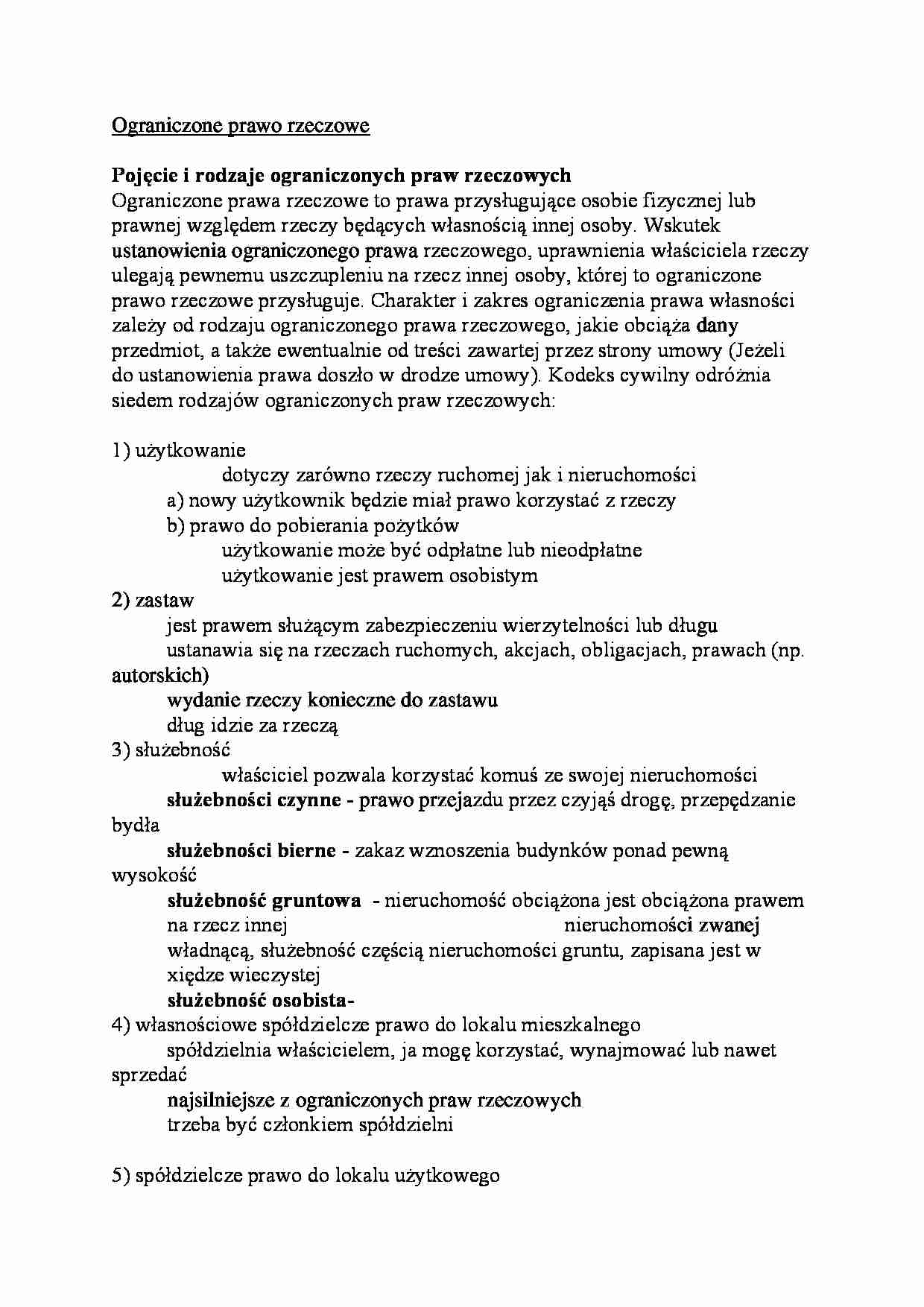 Ograniczone prawo rzeczowe - strona 1