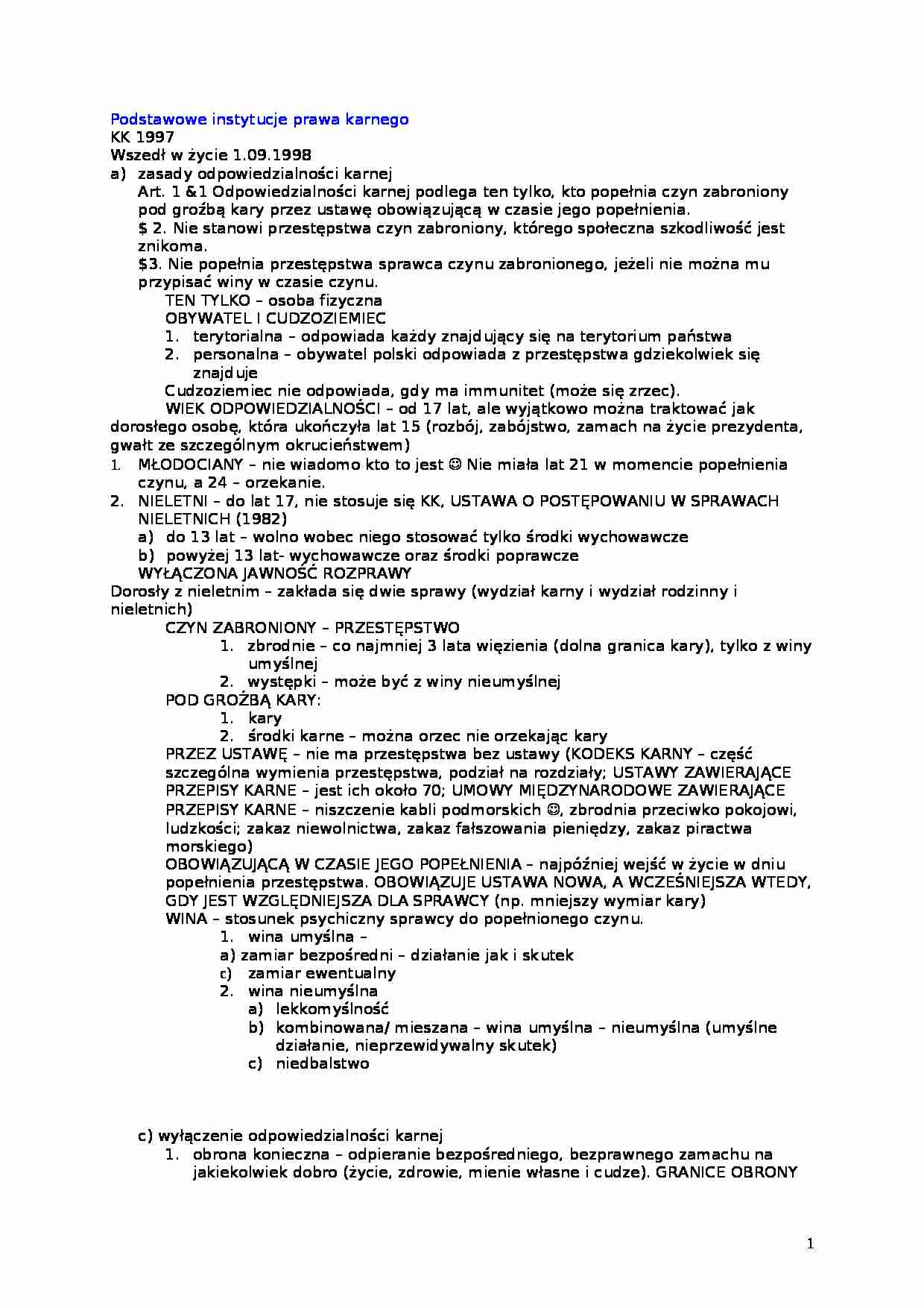 Podstawowe instytucje prawa karnego - strona 1