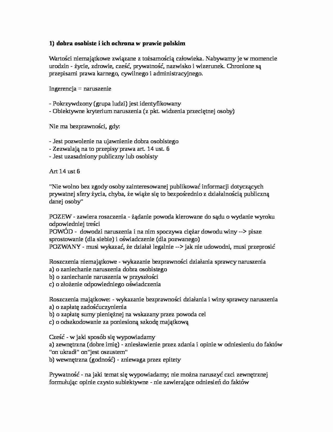 Prawo - dobra osobiste - strona 1