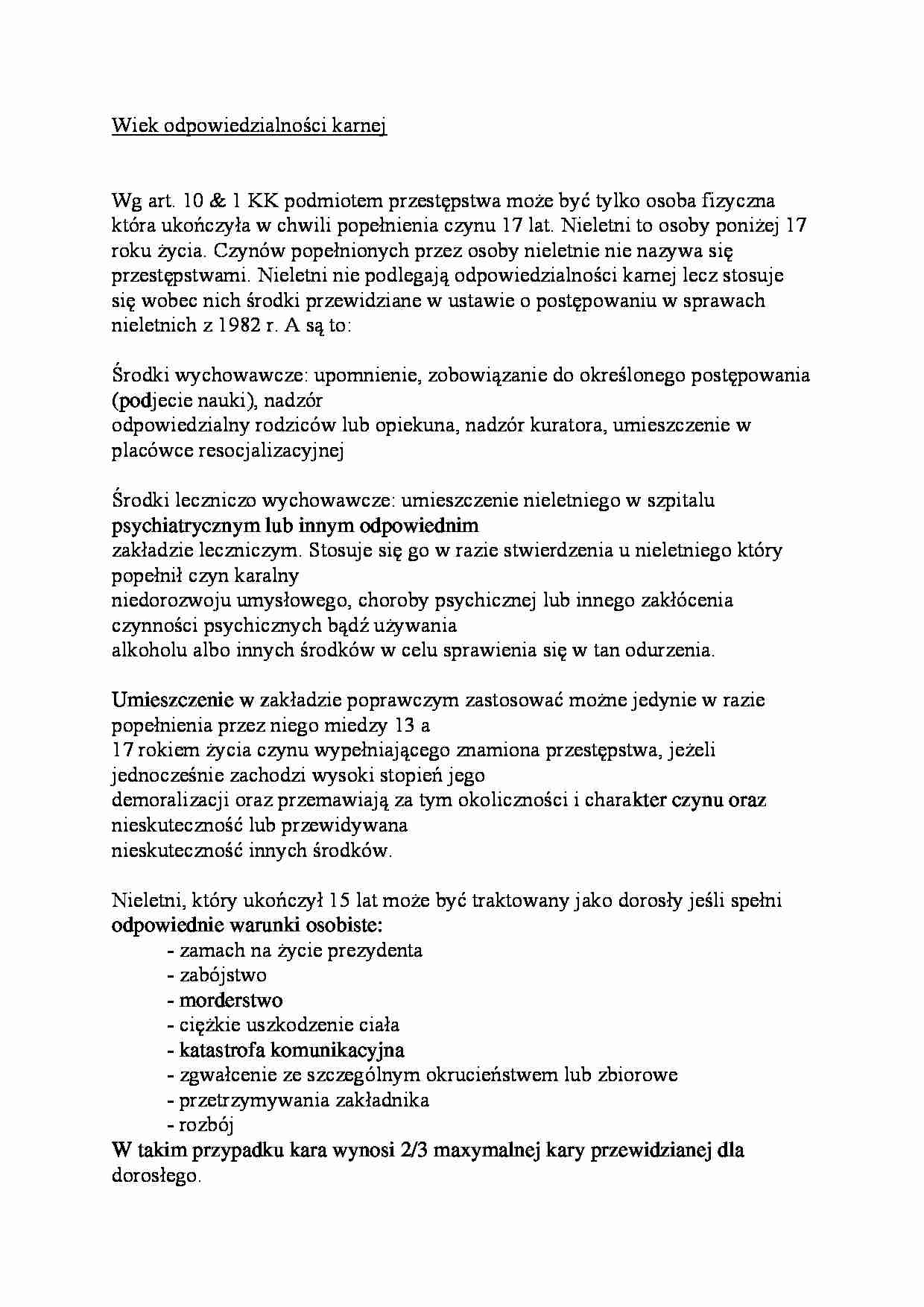 Wiek odpowiedzialności karnej - strona 1