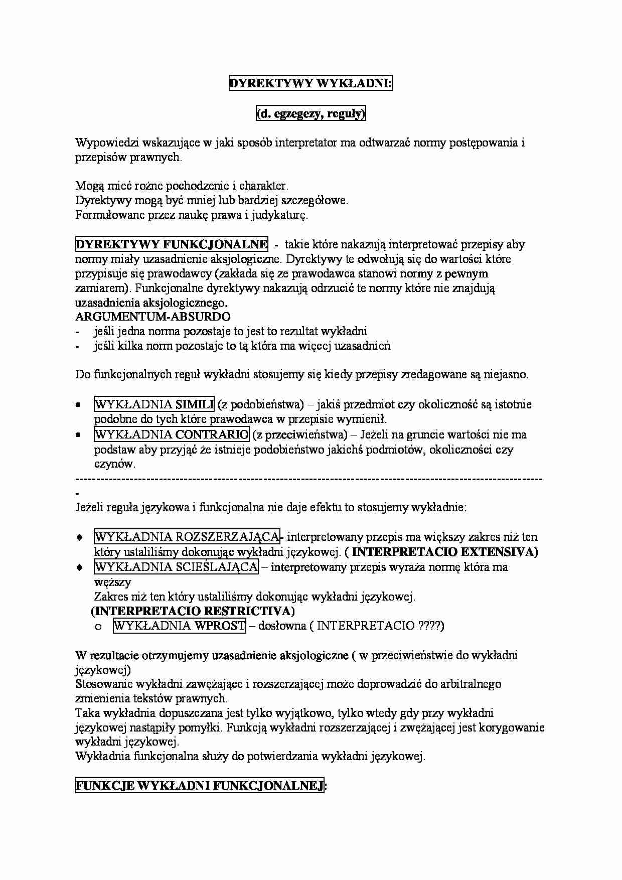 Dyrektywy wykładni - wykład - strona 1