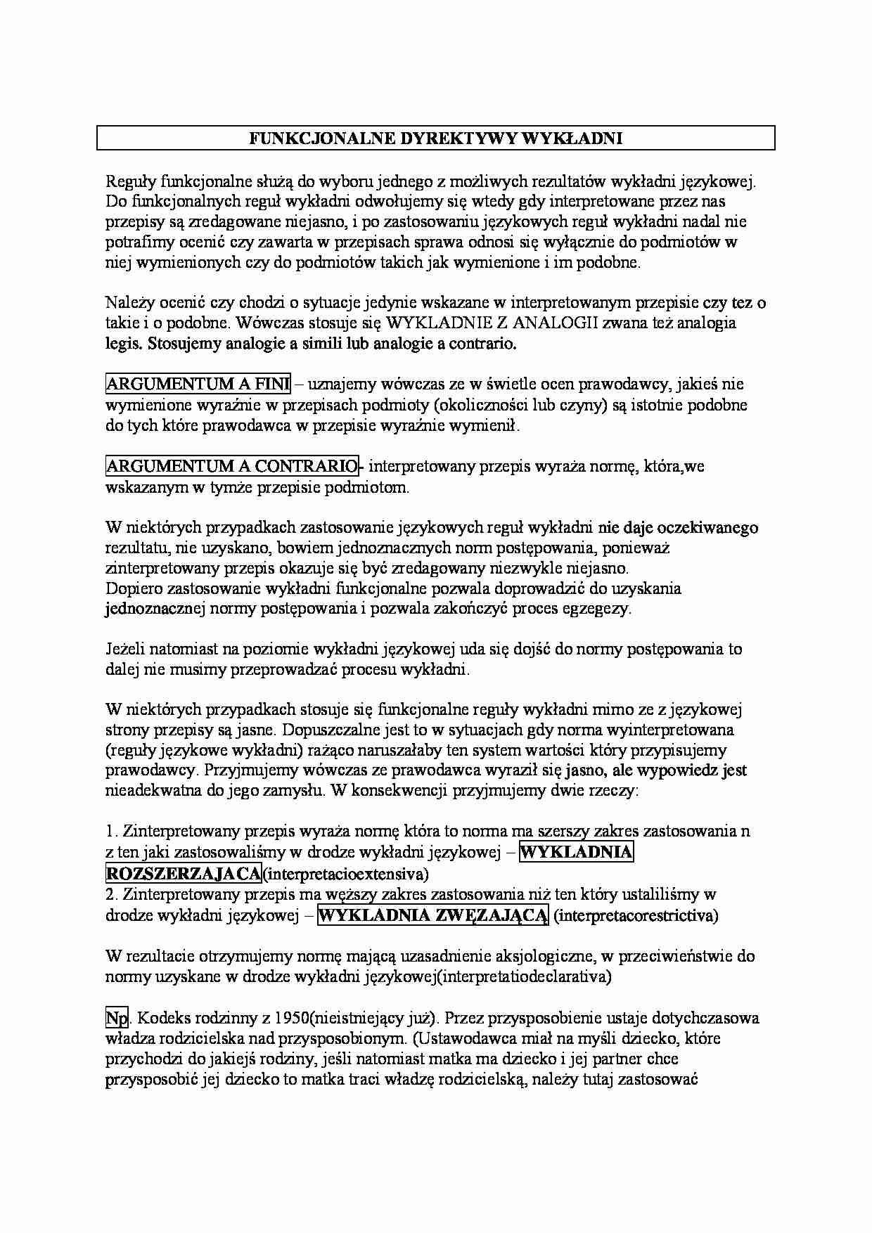 Funkcjonowanie dyrektyry wykładni - strona 1