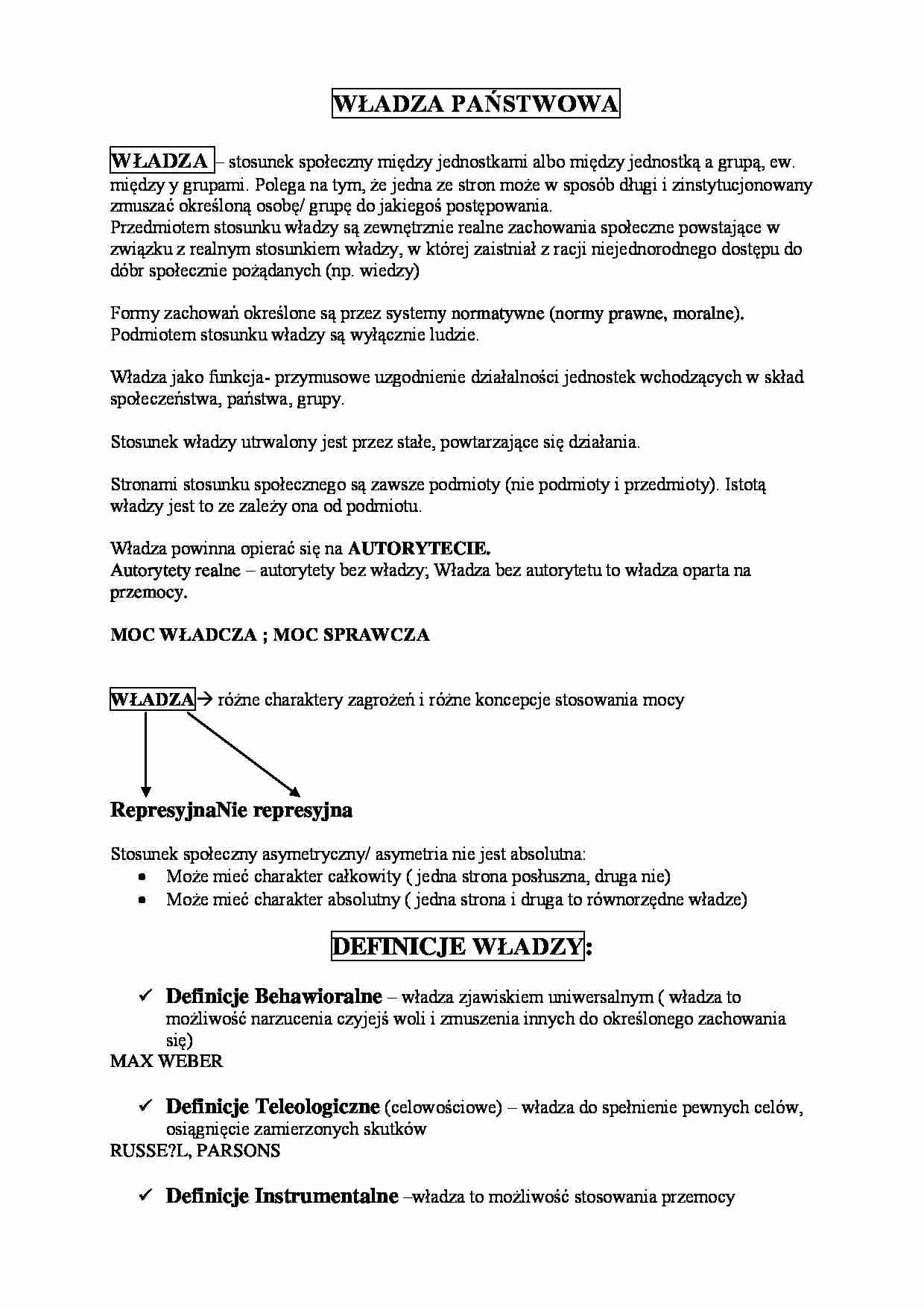 Władza państwowa - wykład - strona 1