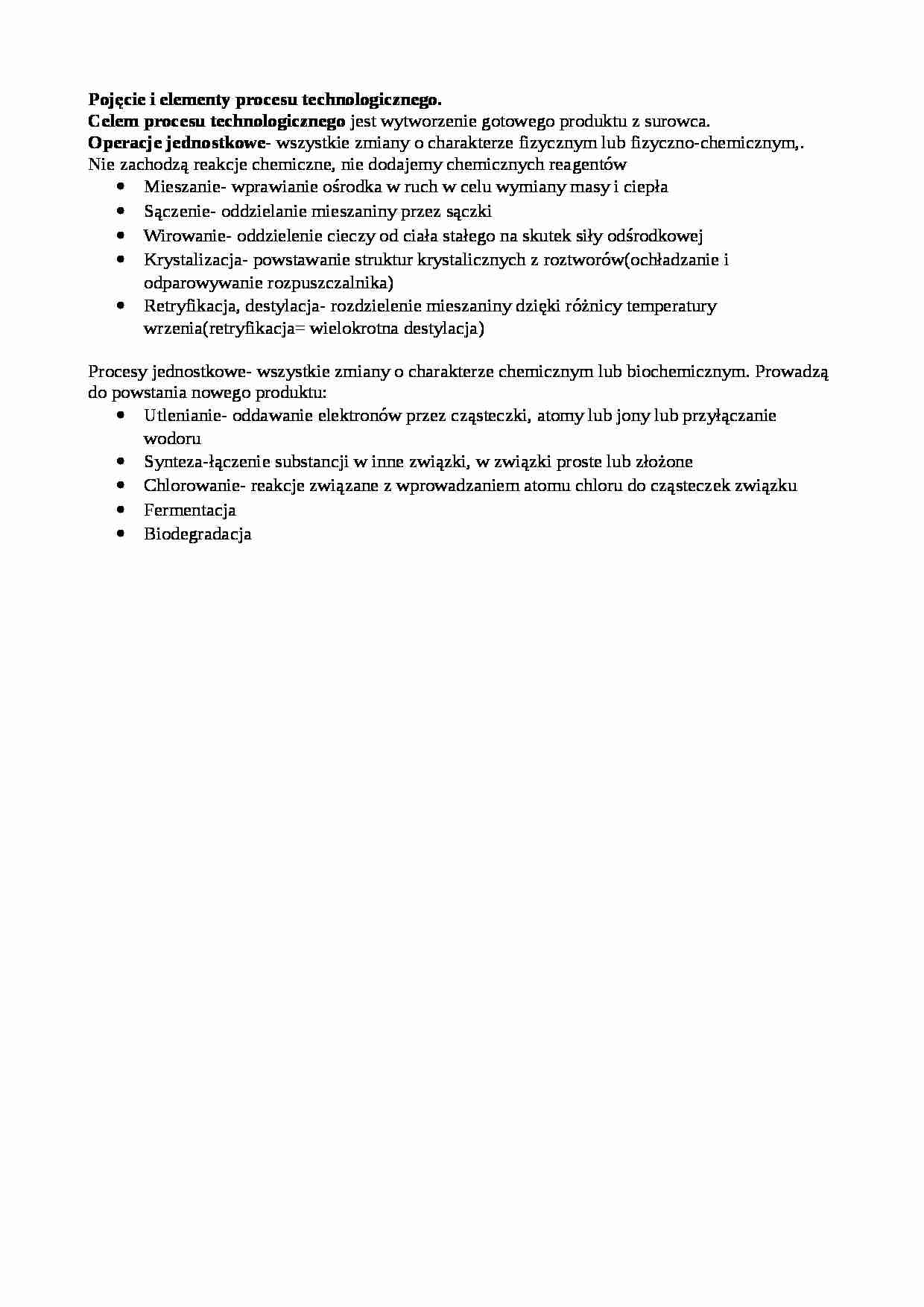Pojęcie i elementy procesu technologicznego - strona 1