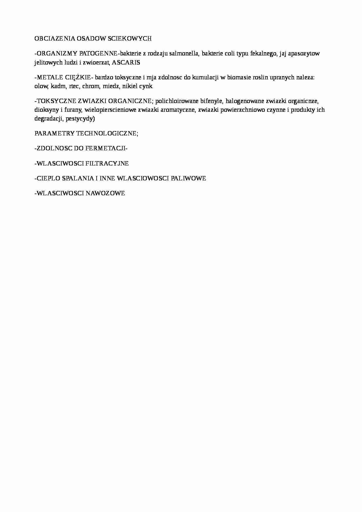 Obciążenia osadów ściekowych - strona 1