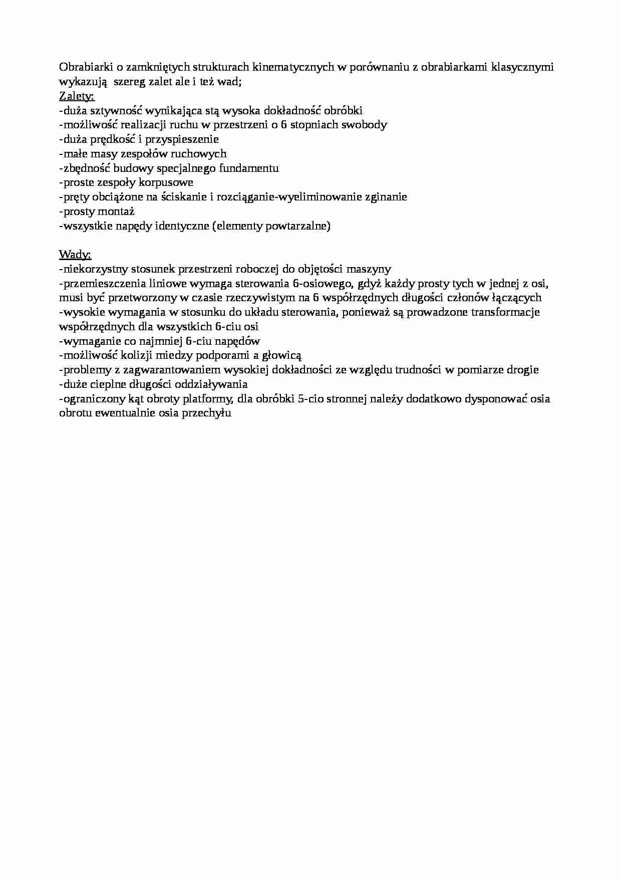 Obrabiarki o strukturach równoległych - strona 1