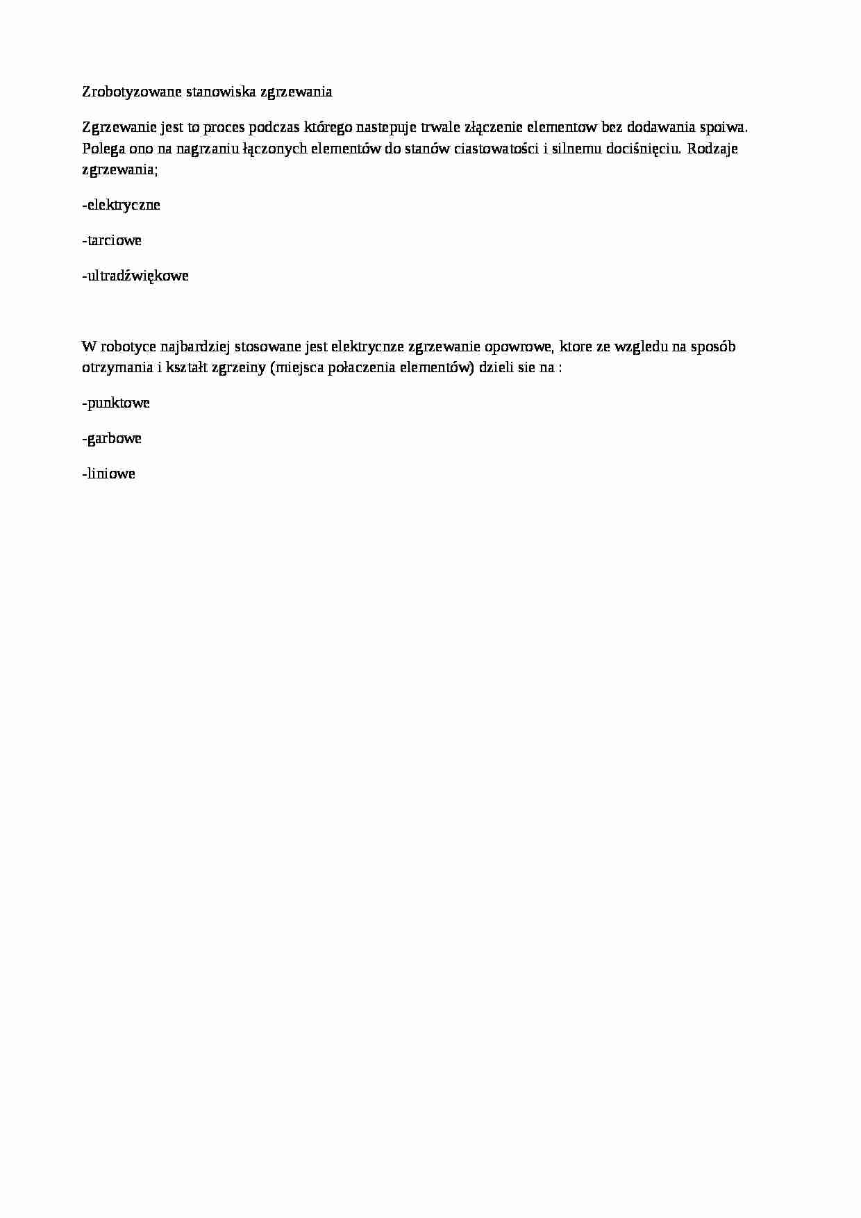 Zrobotyzowane stanowiska zgrzewania - strona 1