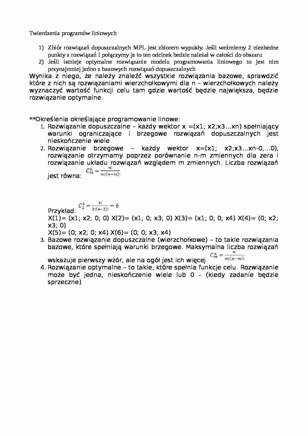 Twierdzenia programów liniowych - strona 1