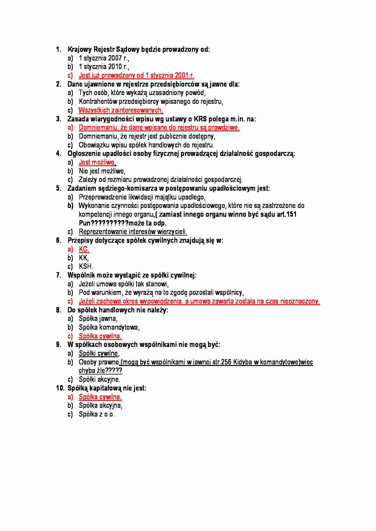 Prawo handlowe-test 14 - strona 1