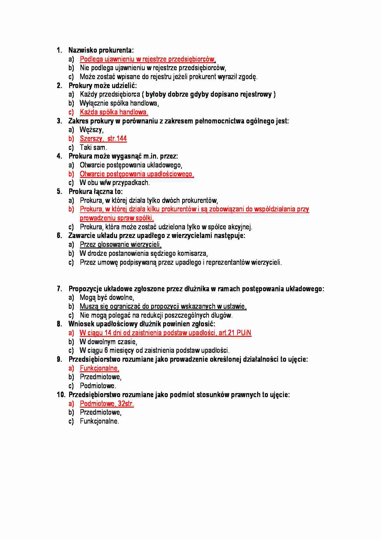 Prawo handlowe-test 2 - strona 1