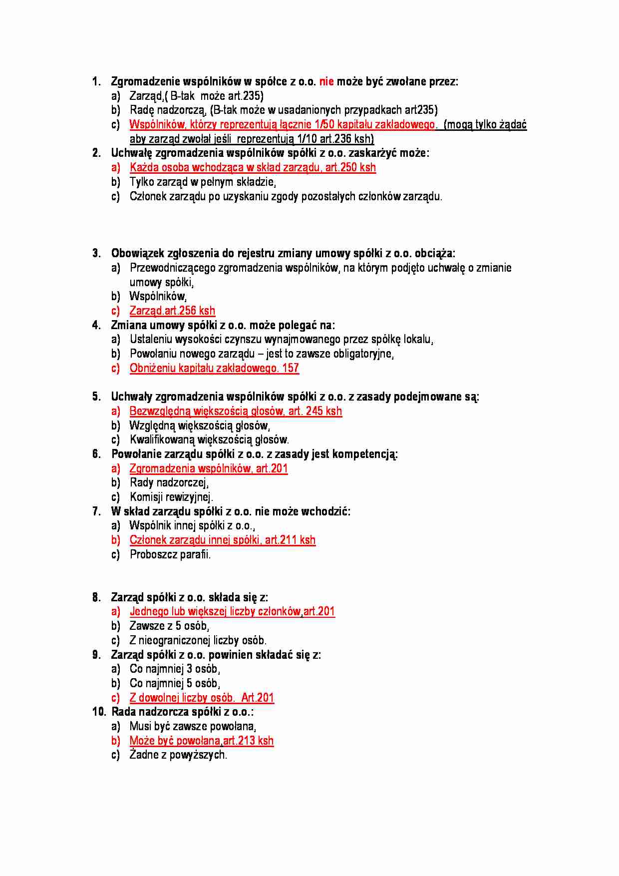 Prawo handlowe-test 10 - strona 1