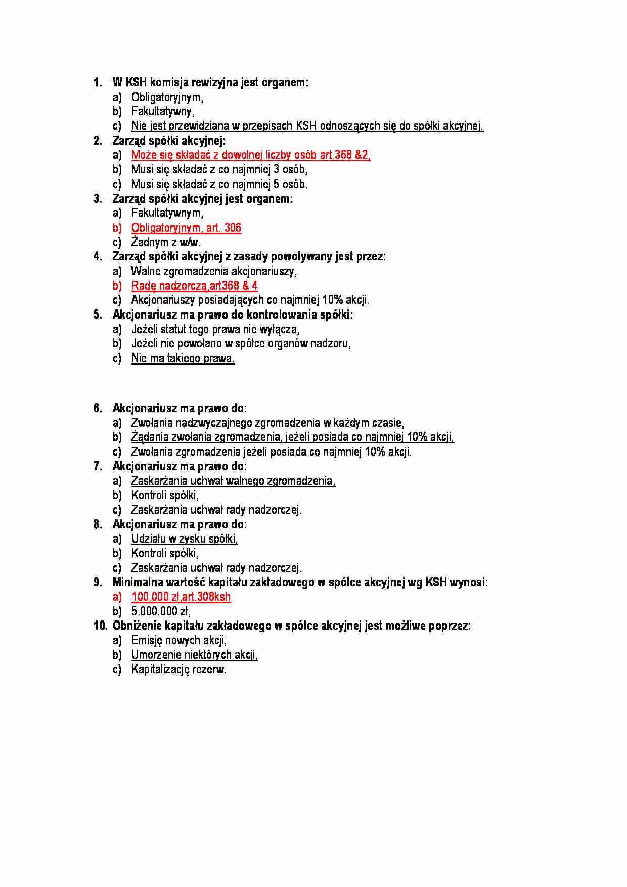 Prawo handlowe-test 15 - strona 1