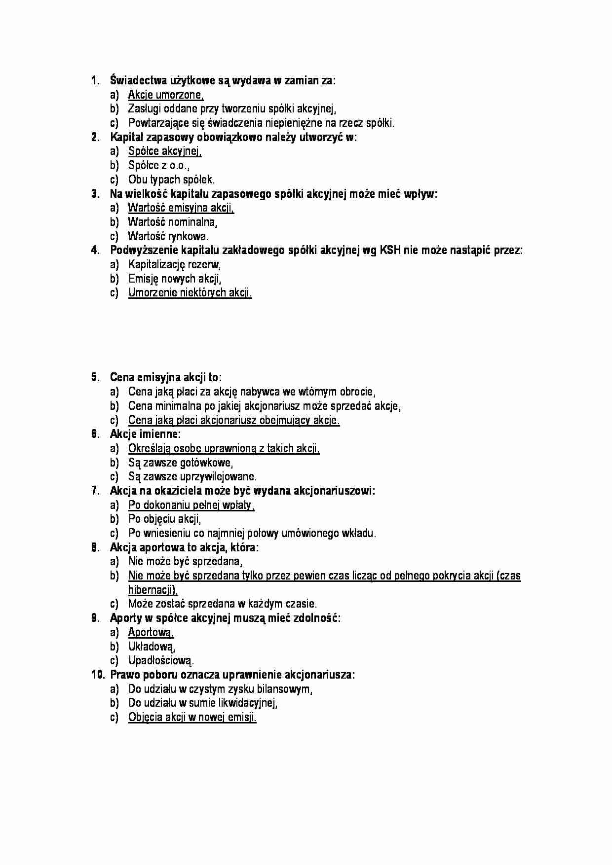 Prawo handlowe-test 13 - strona 1