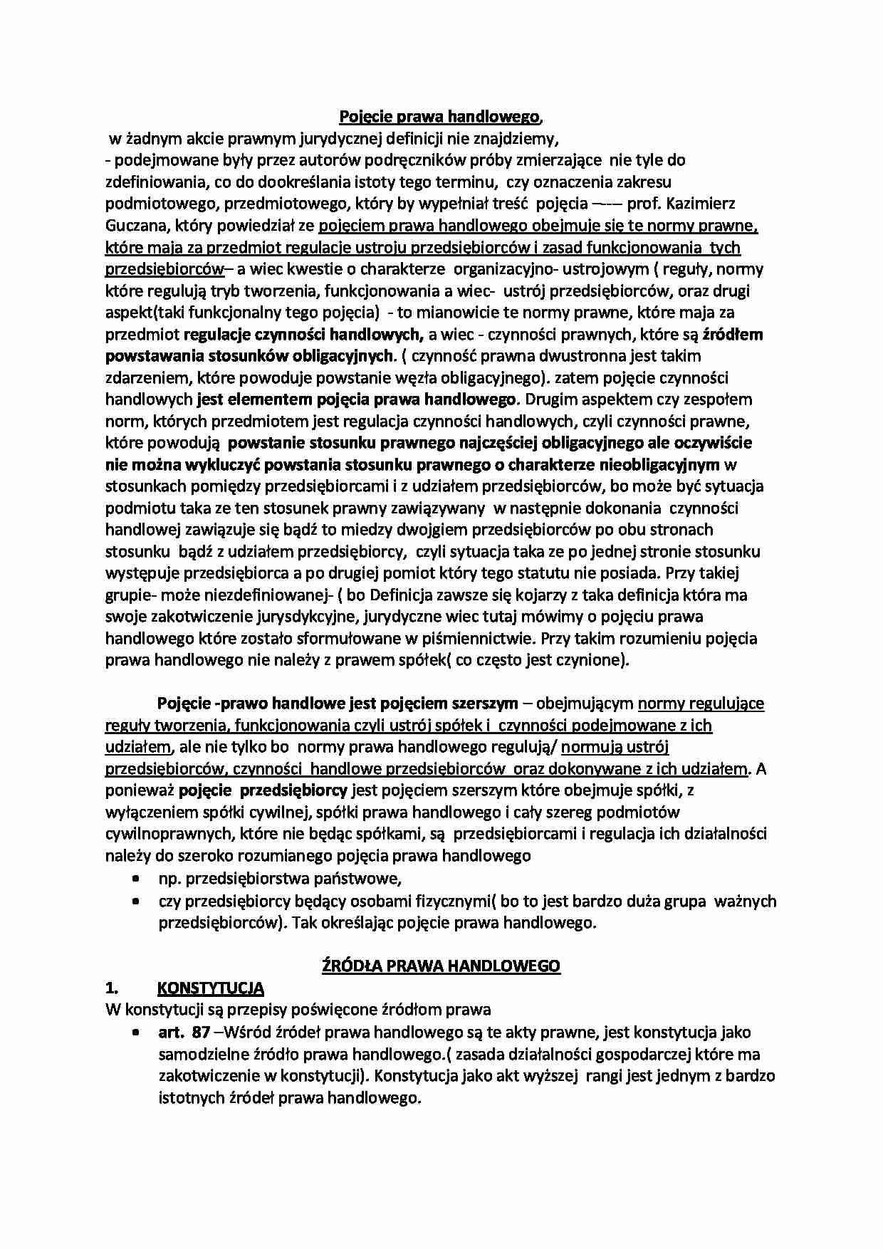 Pojęcie prawa handlowego - strona 1