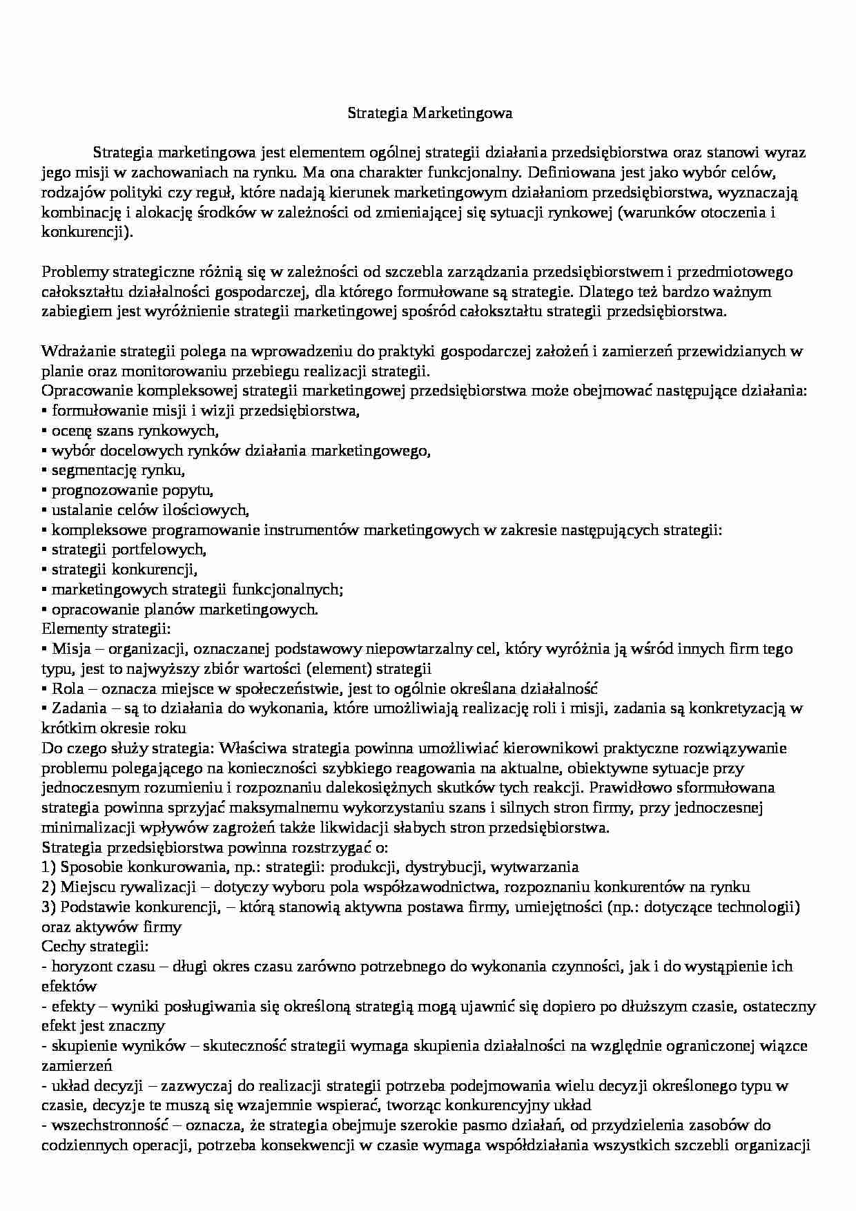 Strategia Marketingowa - strona 1