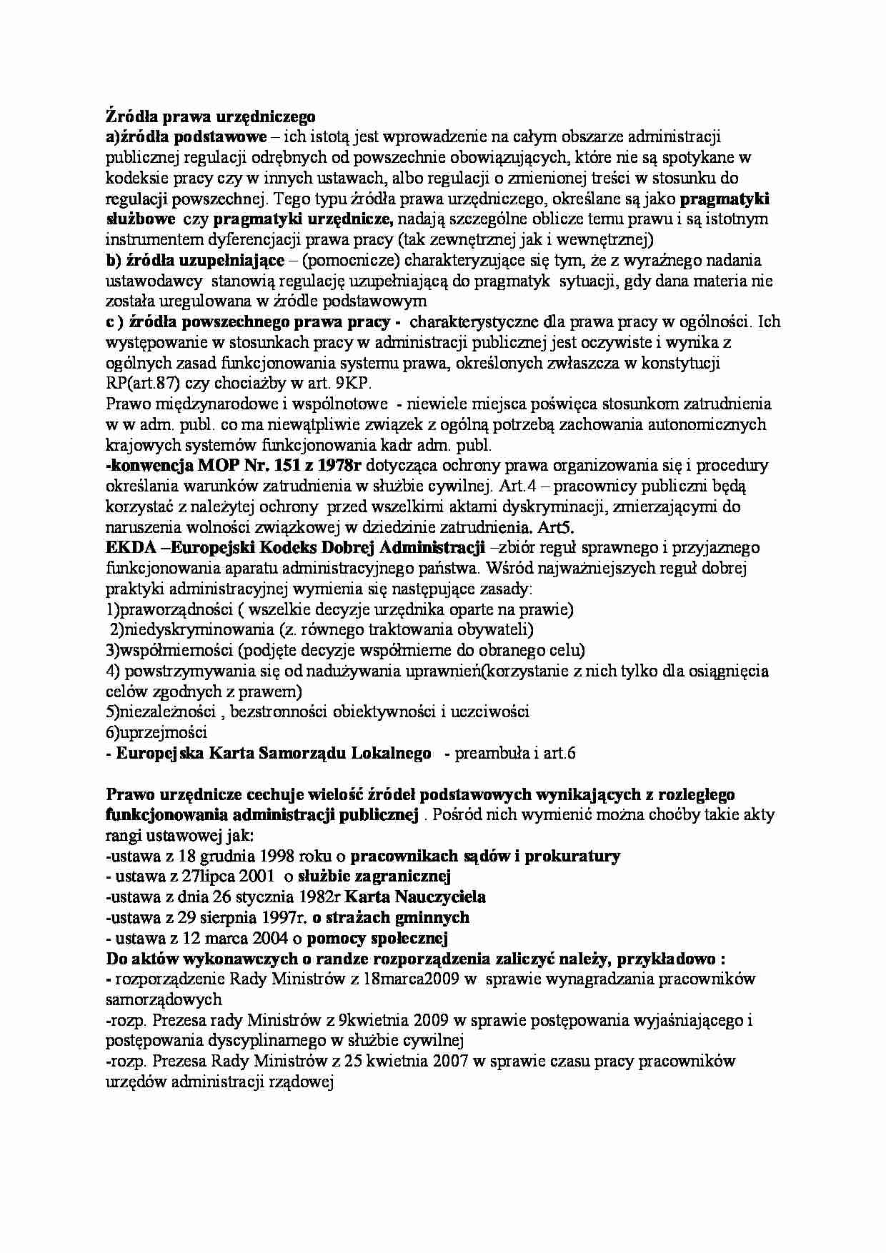 Źródła prawa urzędniczego - strona 1