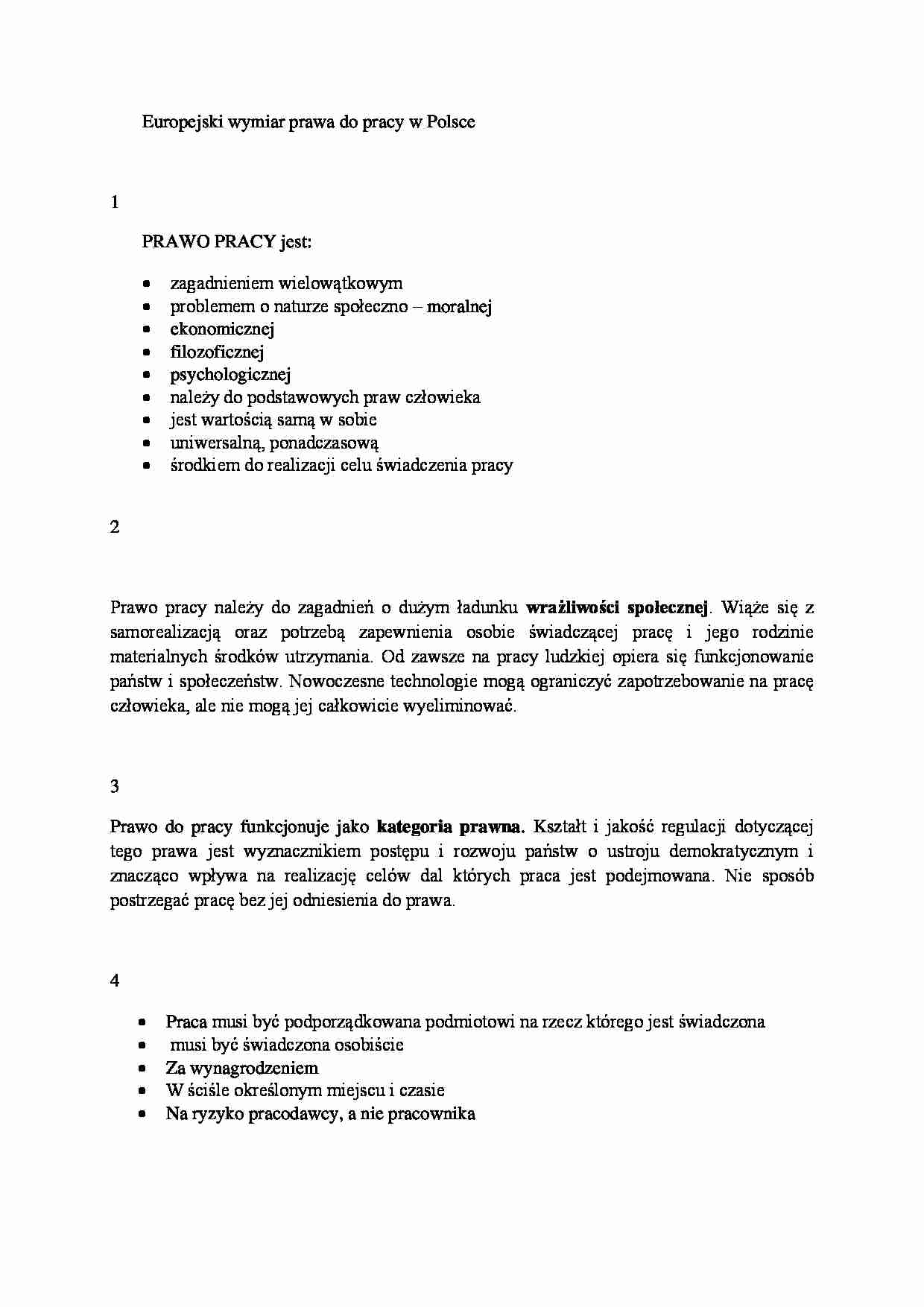 Europejski wymiar prawa do pracy w Polsce - strona 1