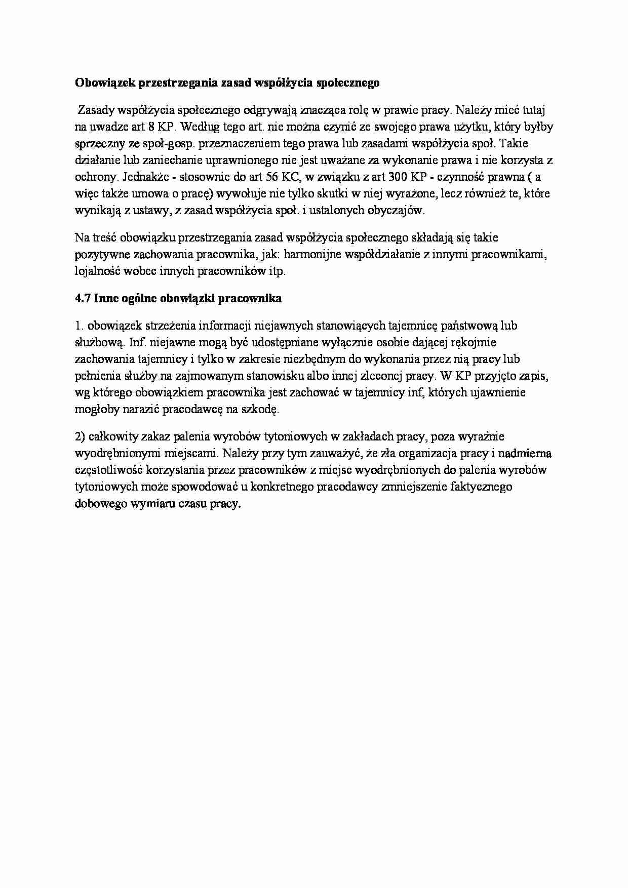 Ogólne obowiązki pracownika - strona 1