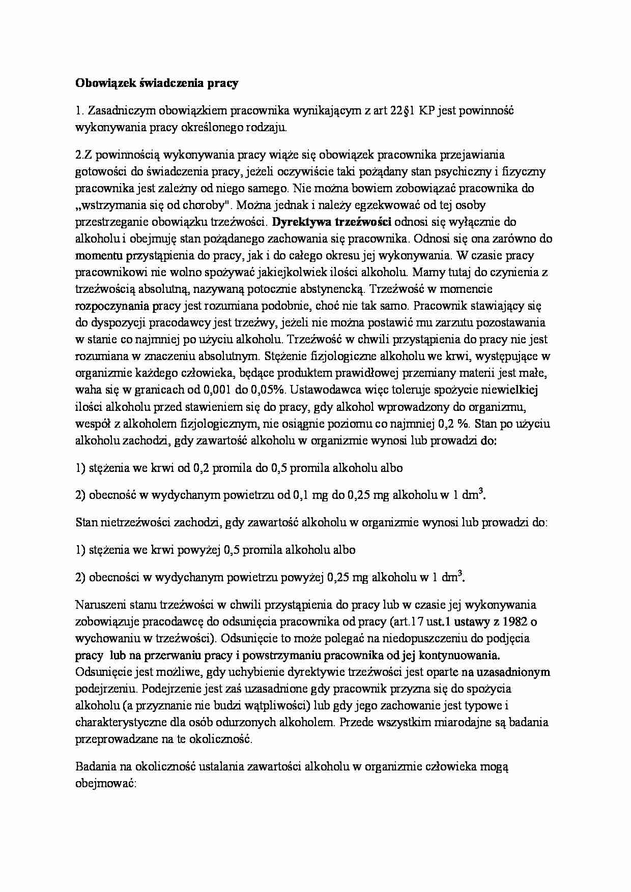 Obowiazek świadczenia pracy - strona 1