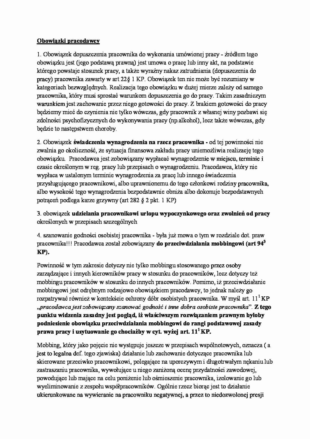 Obowiązki pracodawcy - strona 1