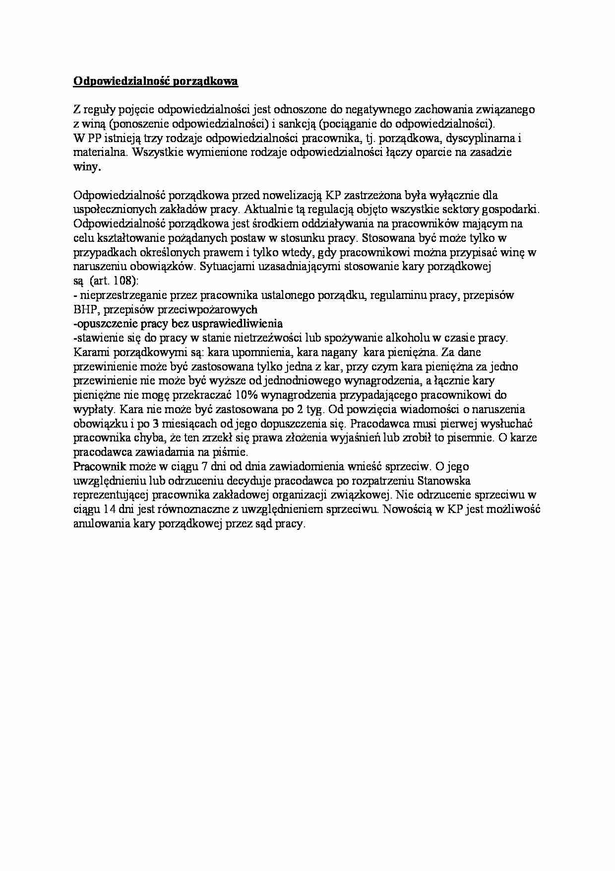 Odpowiedzialność porządkowa - strona 1