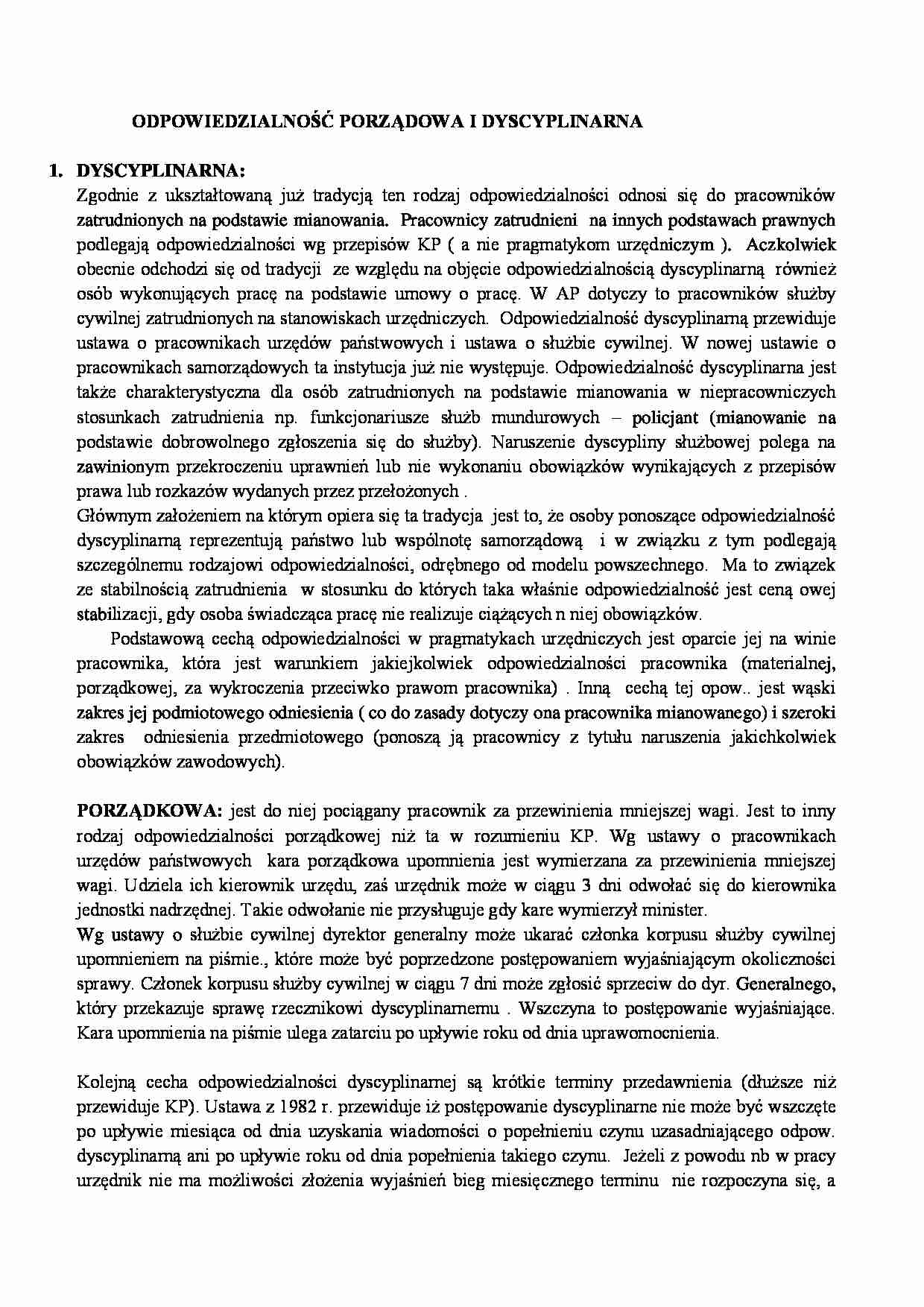 Odpowiedzialność porządowa i dyscyplinarna - strona 1