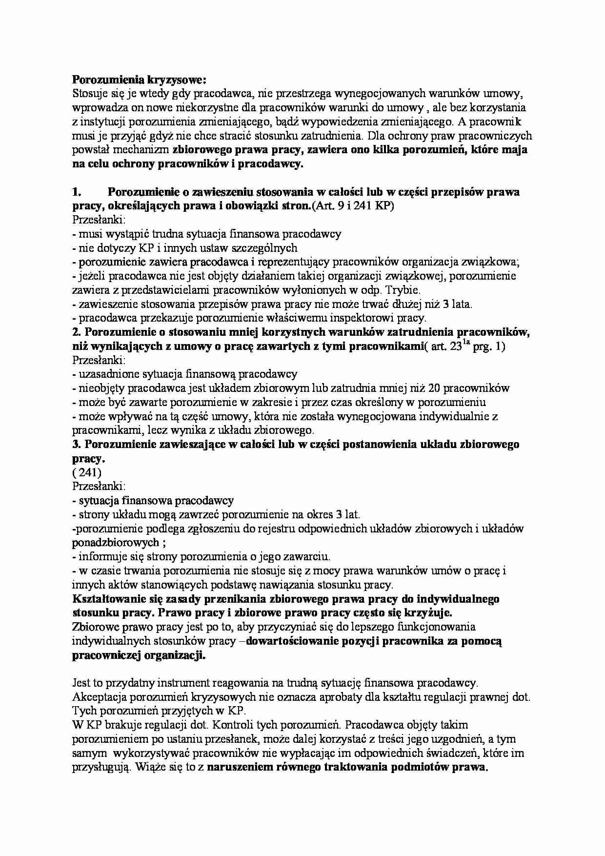 Porozumienia kryzysowe - strona 1