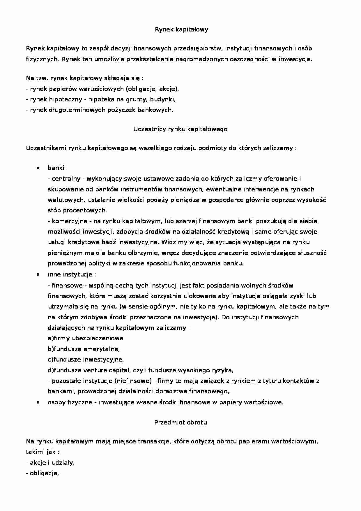 Rynek kapitałowy - strona 1