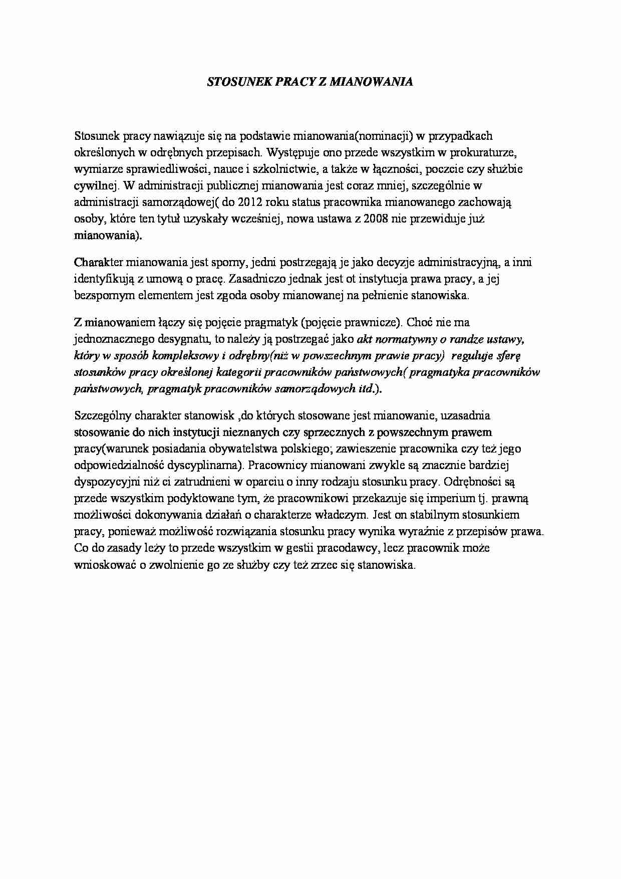 Stosunek pracy z mianowania - strona 1