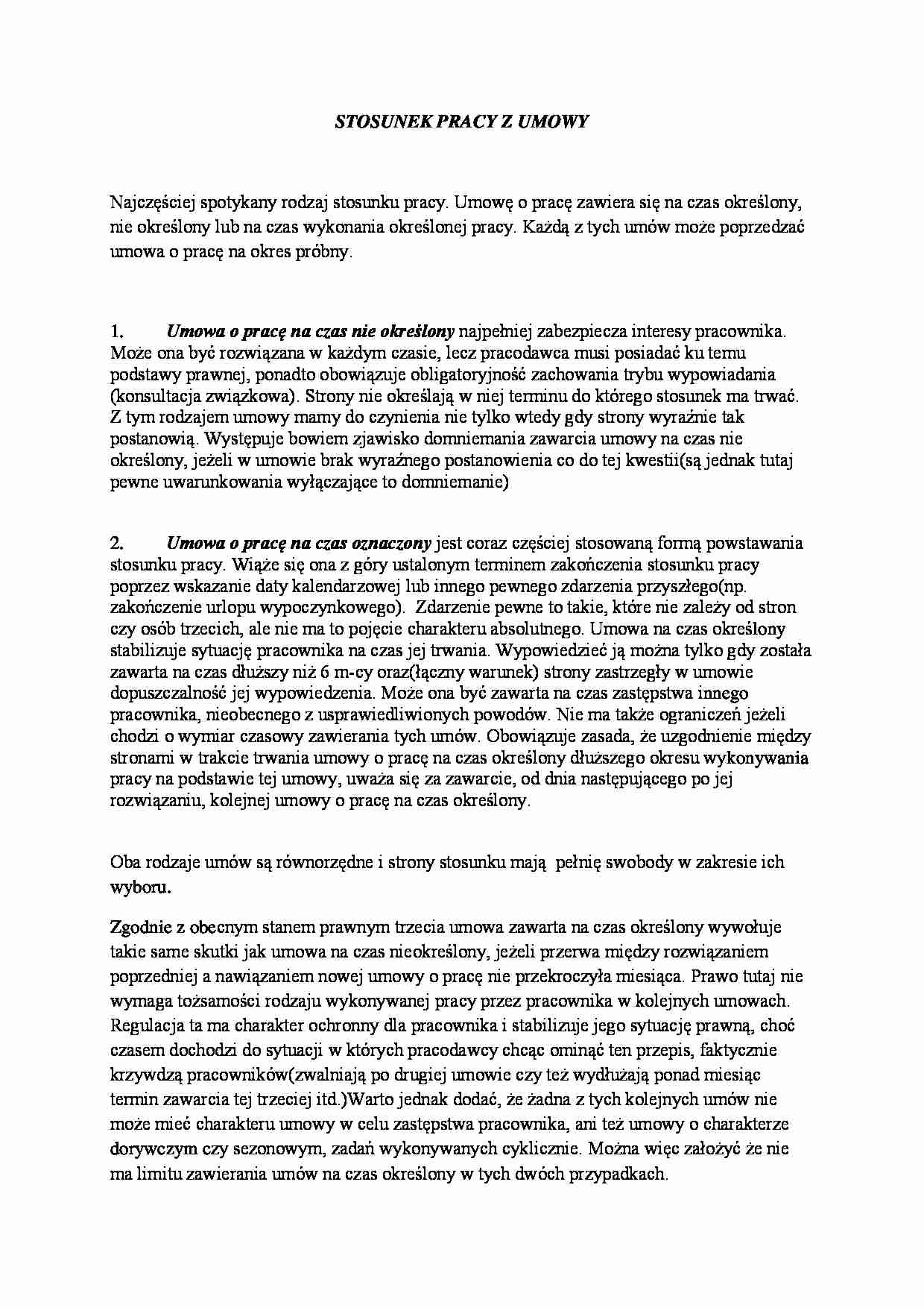 Stosunek pracy z umowy - strona 1