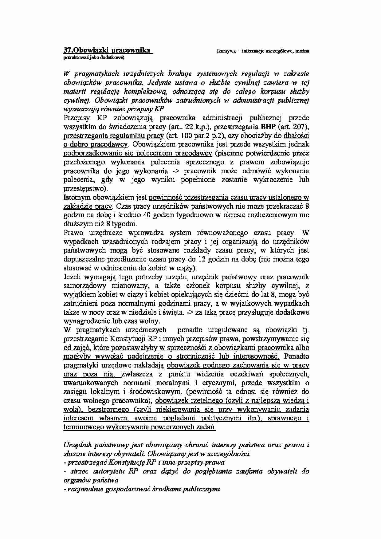 Obowiązki pracownika - Odpowiedzialność dyscyplinarna - strona 1