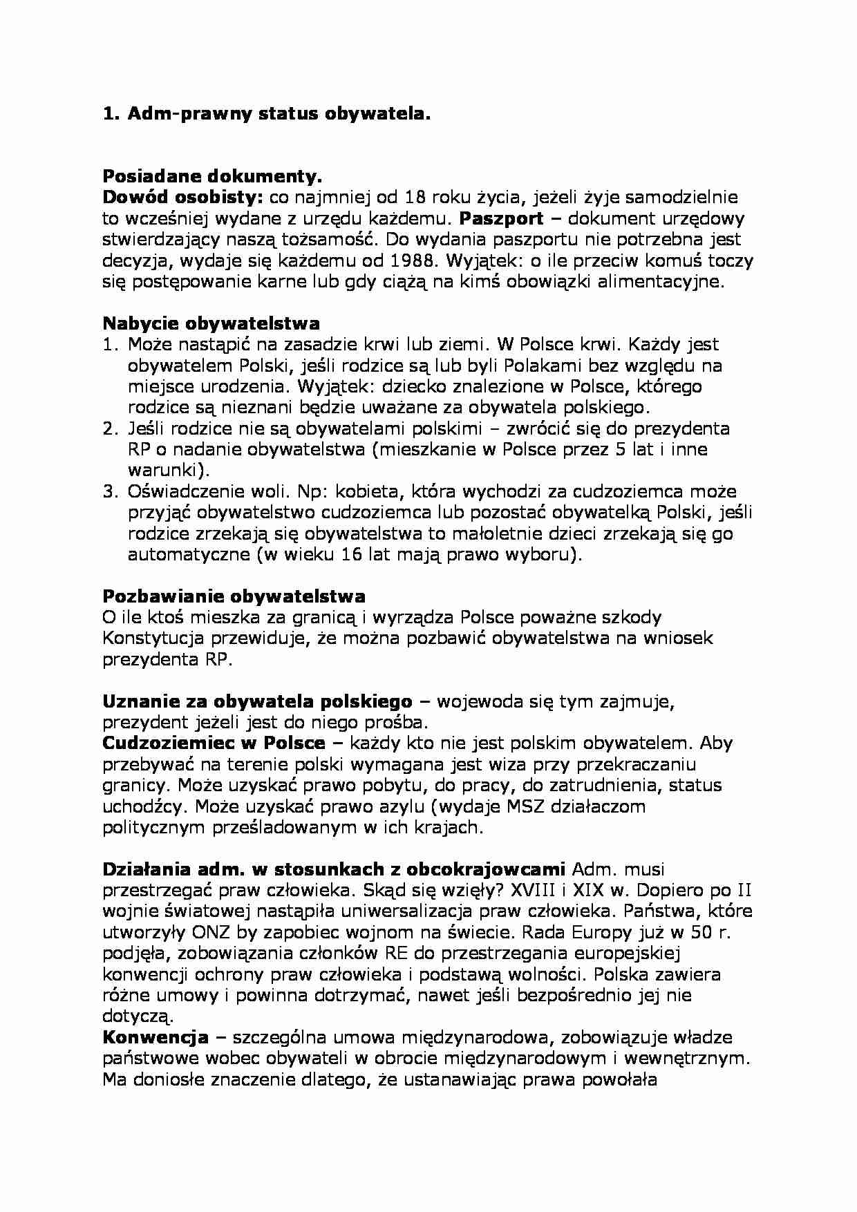 Administracyjno-prawny status obywatela - strona 1