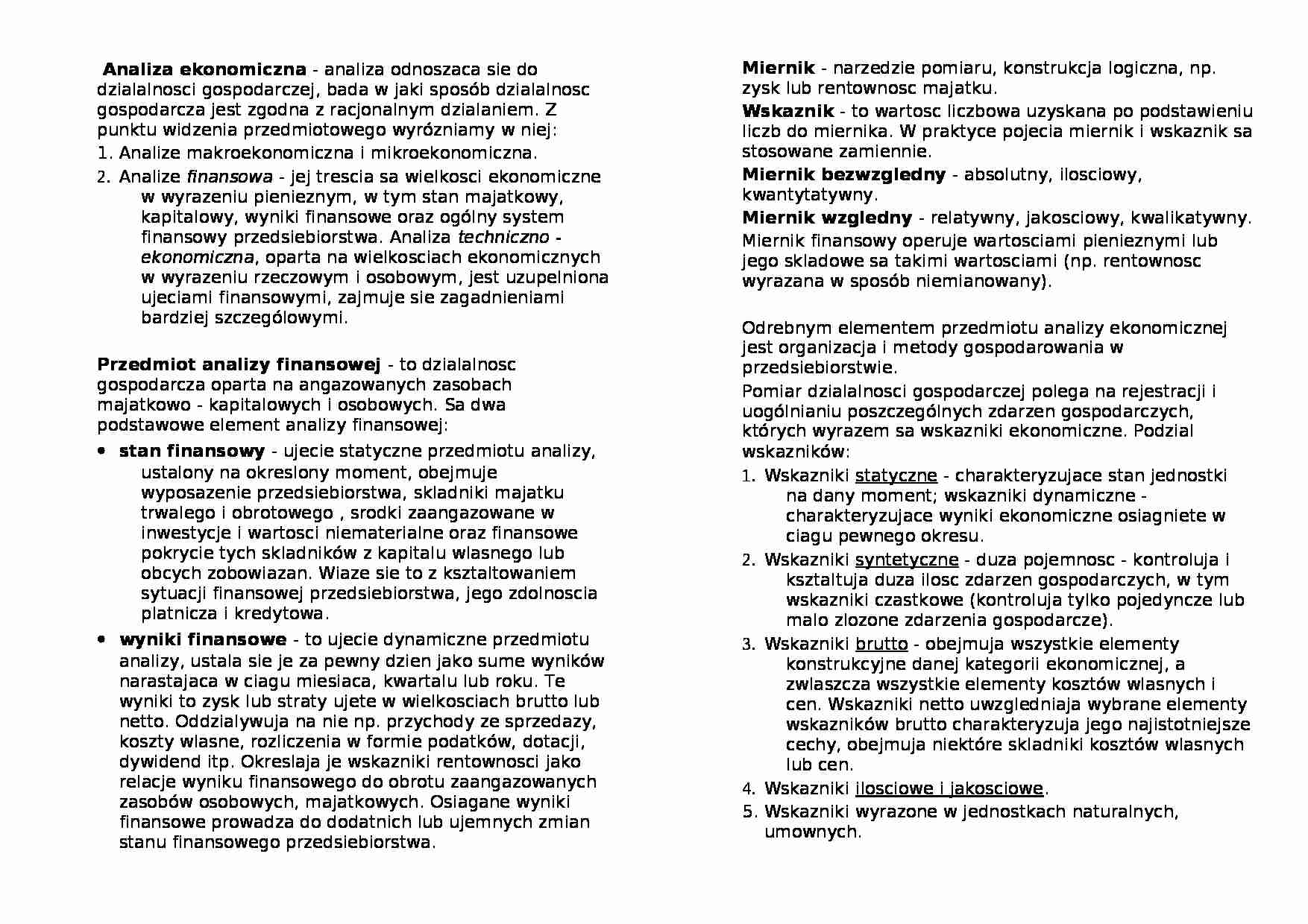 Analiza ekonomiczna i jej przedmiot - strona 1