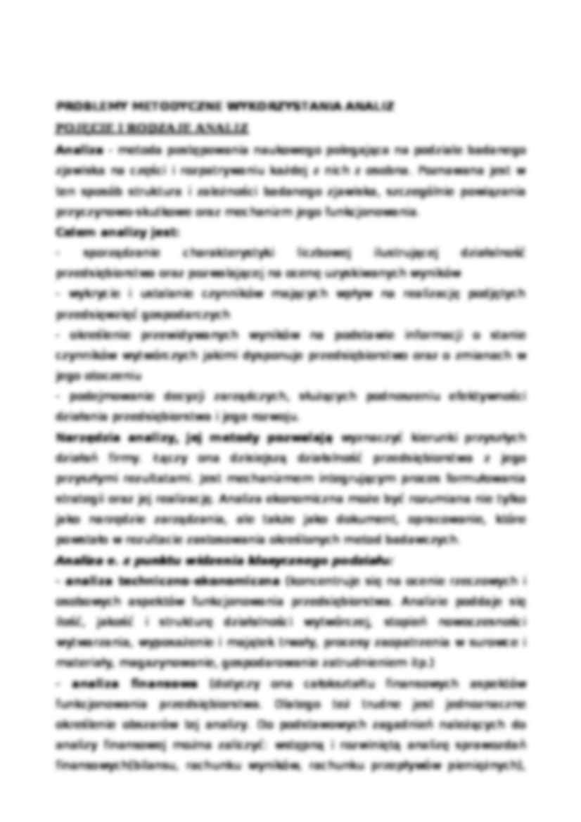 Analiza ekonomiczna firm - PROBLEMY METODYCZNE WYKORZYSTANIA  - strona 3