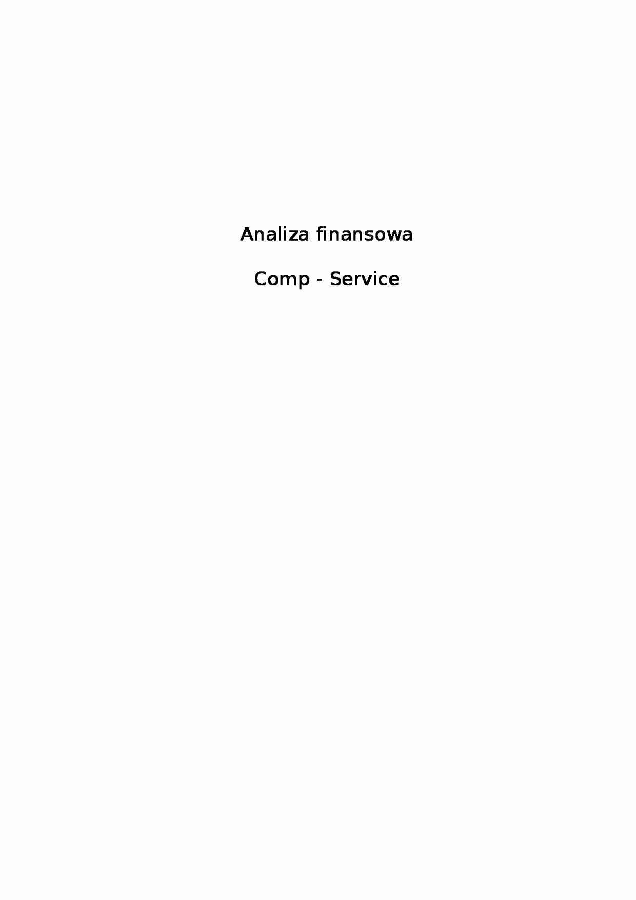 Analiza finansowa - firma branży komputerowej Comp - Service - strona 1