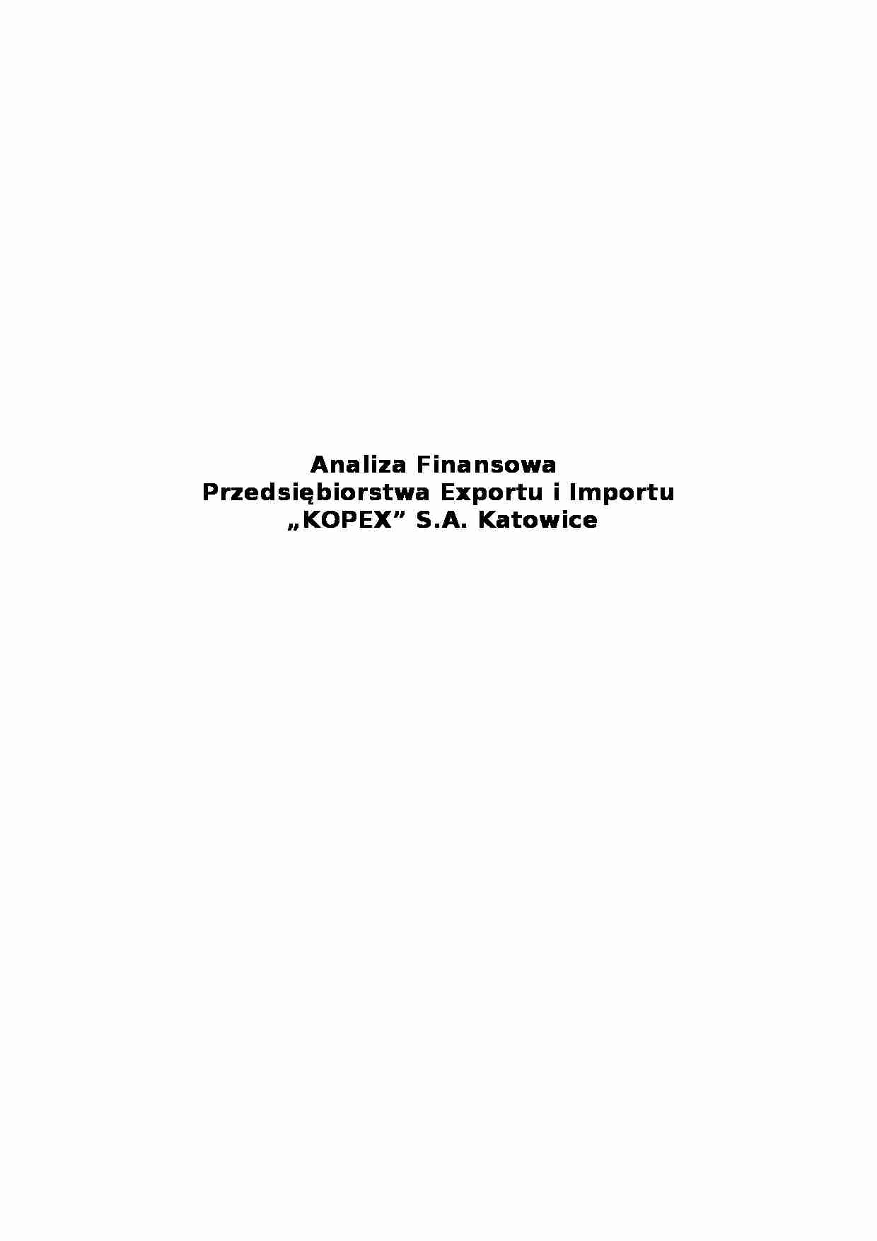 Analiza finansowa przedsiębiorstwa import - eksport „KOPEX” S.A. - strona 1