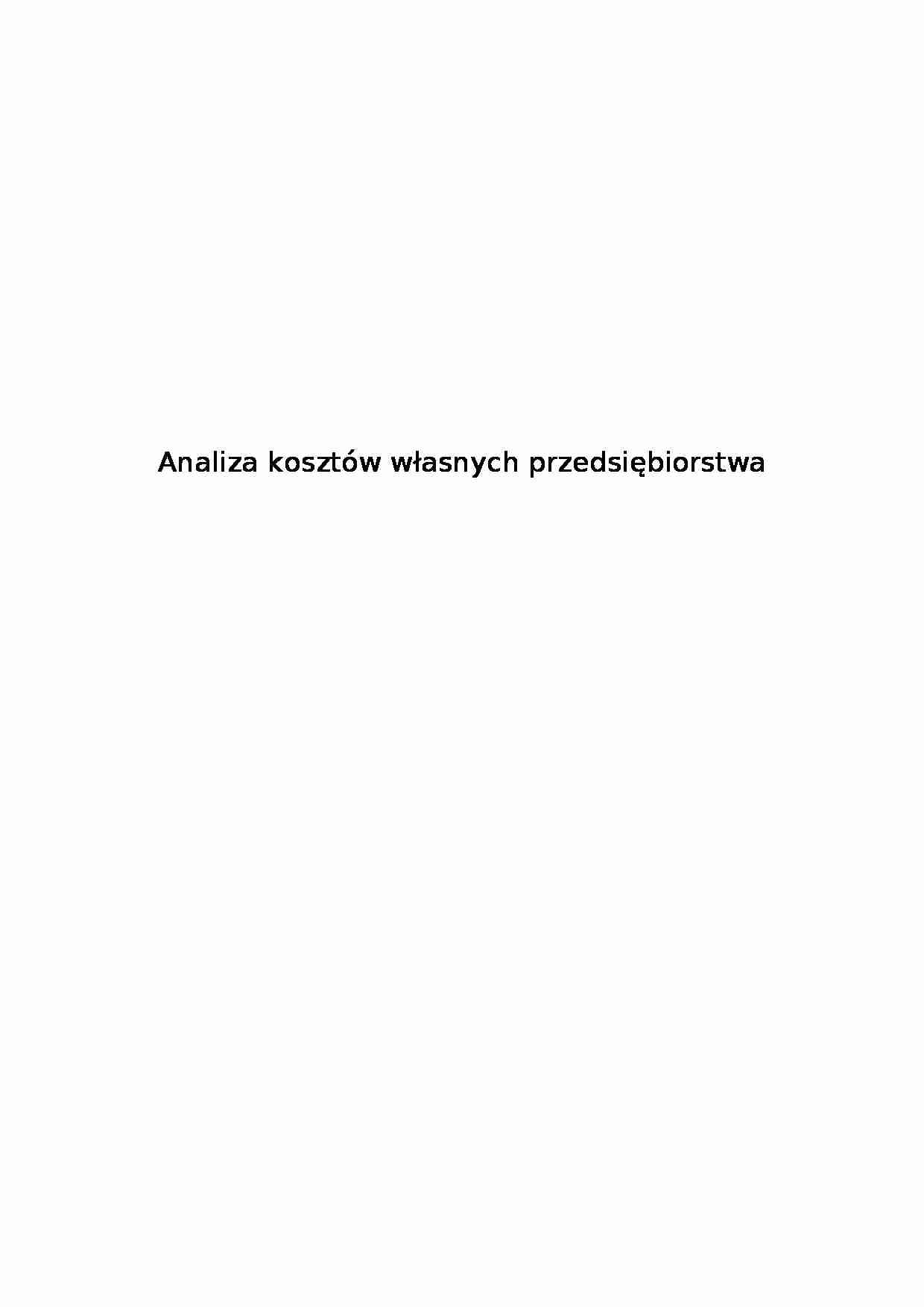 Analiza kosztów własnych - strona 1