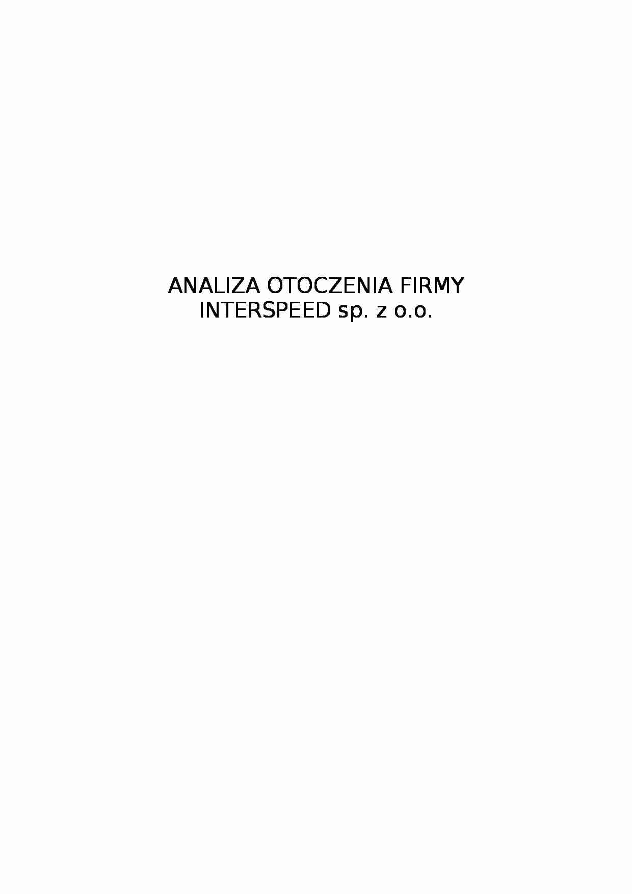 Analiza otoczenia firmy Interspeed - strona 1