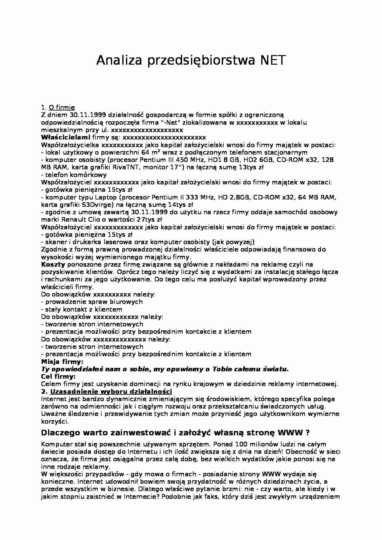 Analiza przedsiębiorstwa  