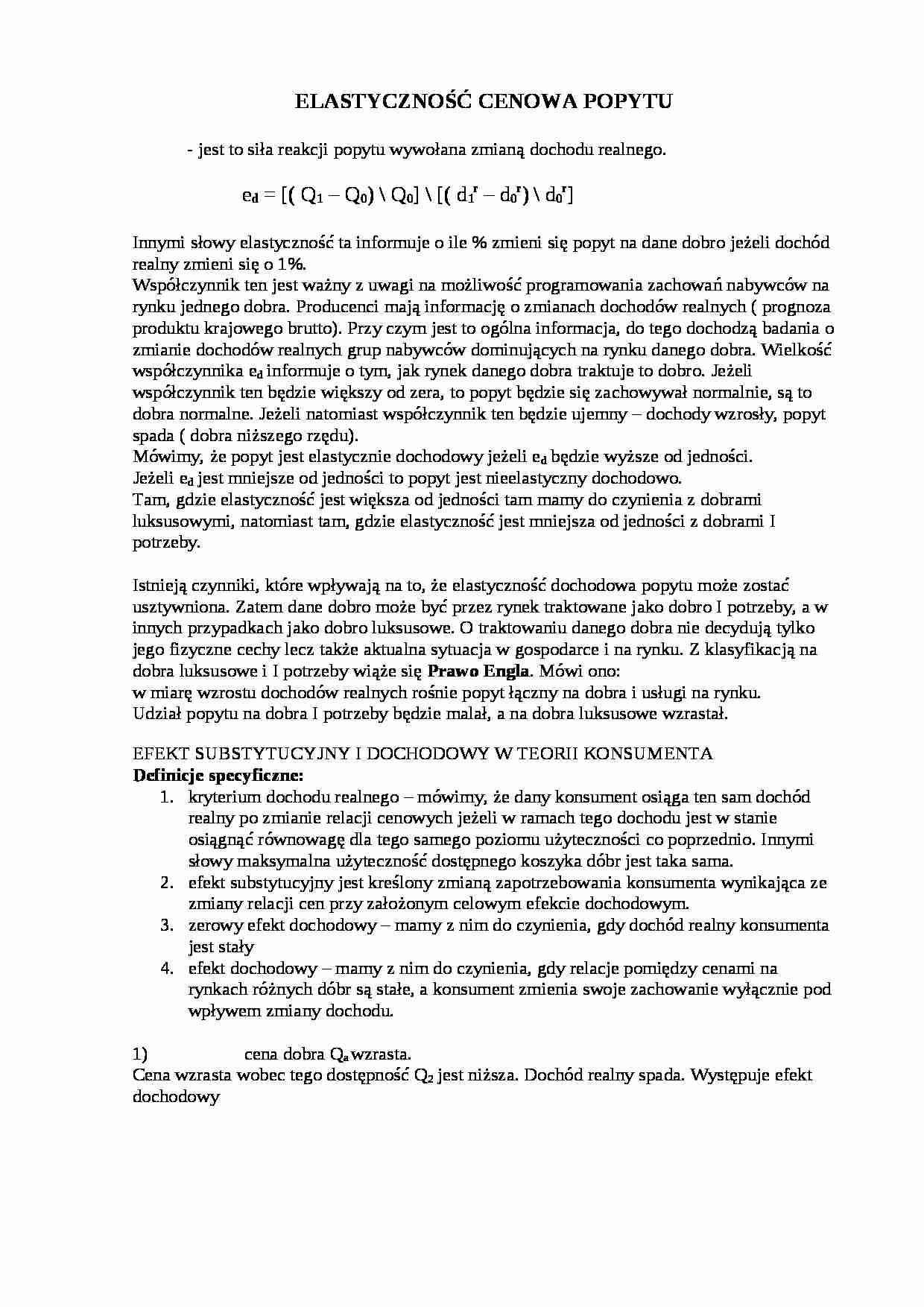 Elasrtyczność cenowa popytu - strona 1