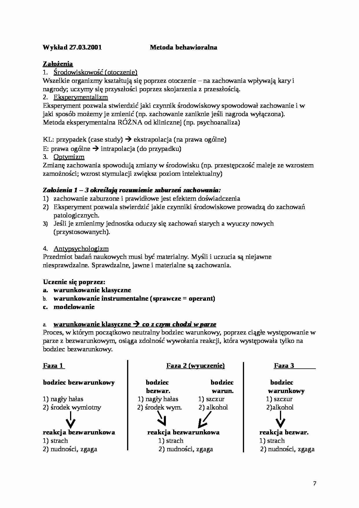 Metoda behawioralna i jej założenia - strona 1