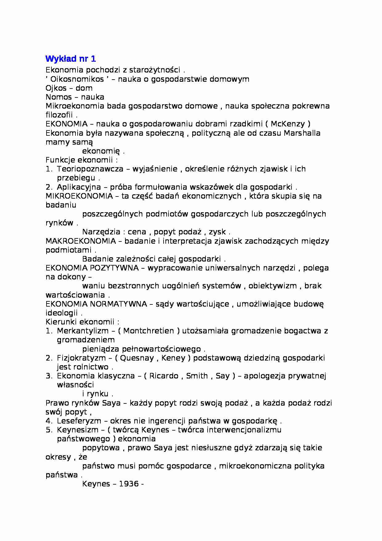 Mikroekonomia - wykład - strona 1