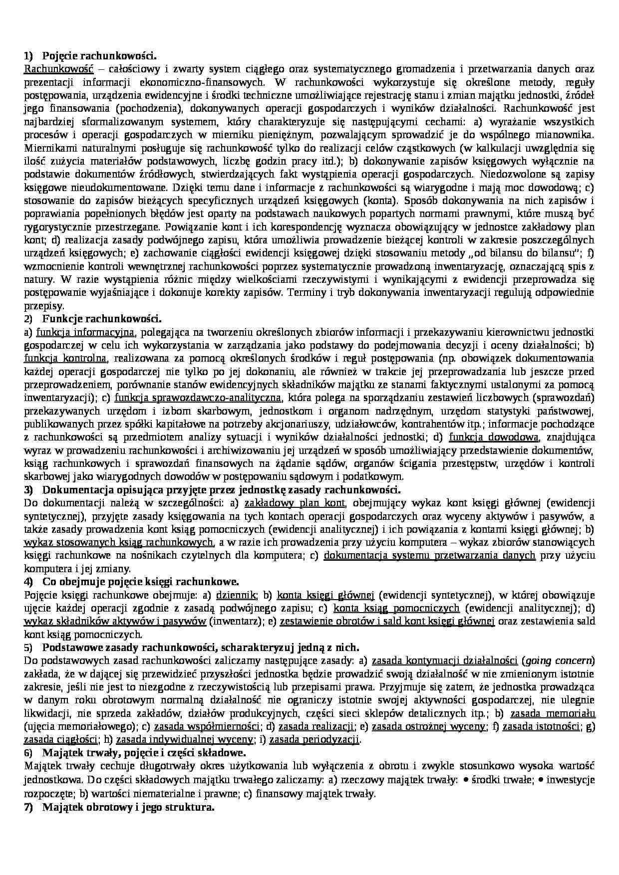 Pojęcie rachunkowości - wykład - strona 1